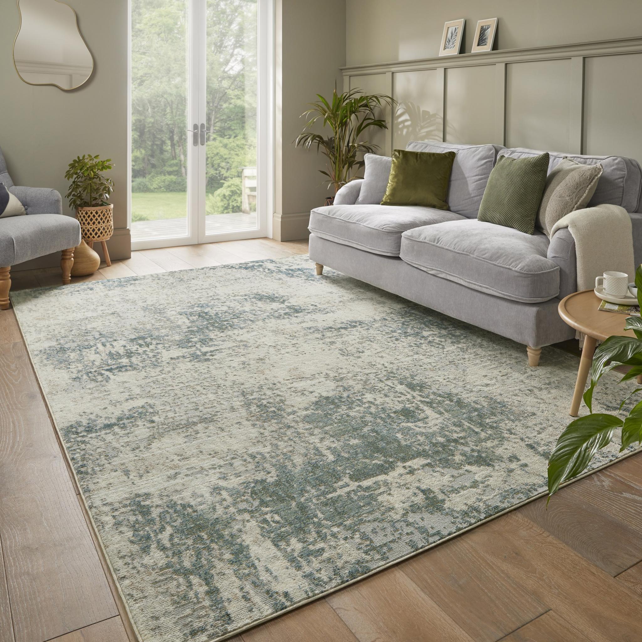 Rossa ROS03 Modern Abstract Rug in Ivory Green Medium 120x170 cm (4'x5'6")
