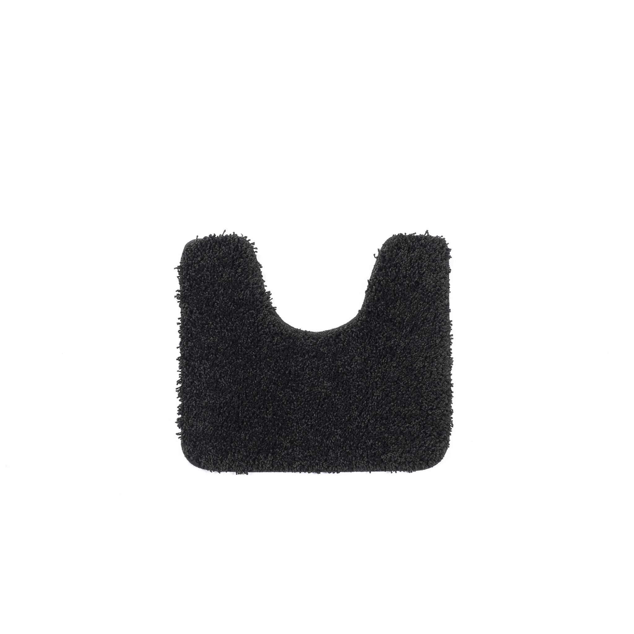 Buddy Bath Washable Shaggy Bathroom Toilet Mats Non-Slip Rug in Black Pedestral 50x45 cm