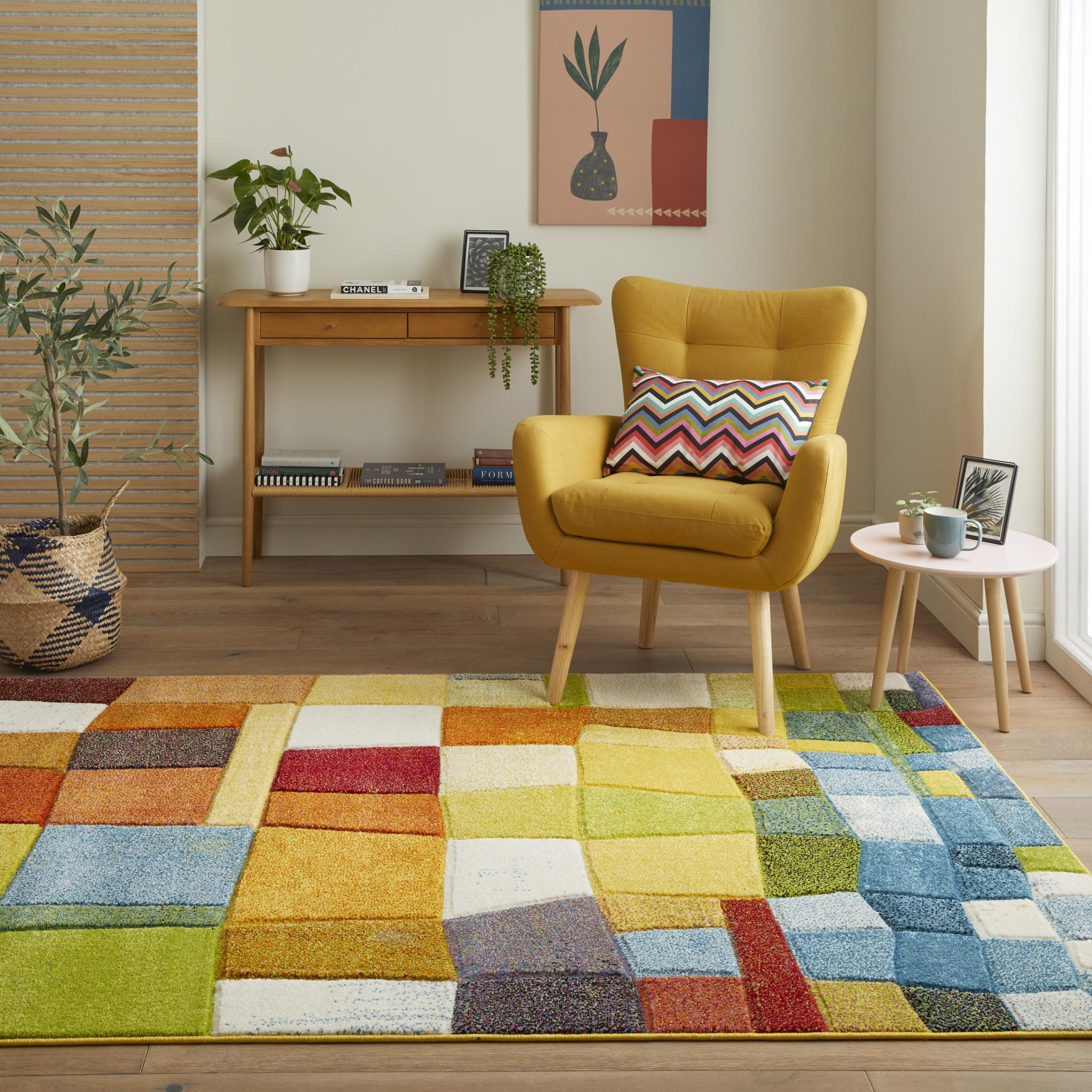 Viva VIV102 Geometric Carved Bright Multicolours Rug by Concept Looms Small 80x150 cm (2'6"x5')
