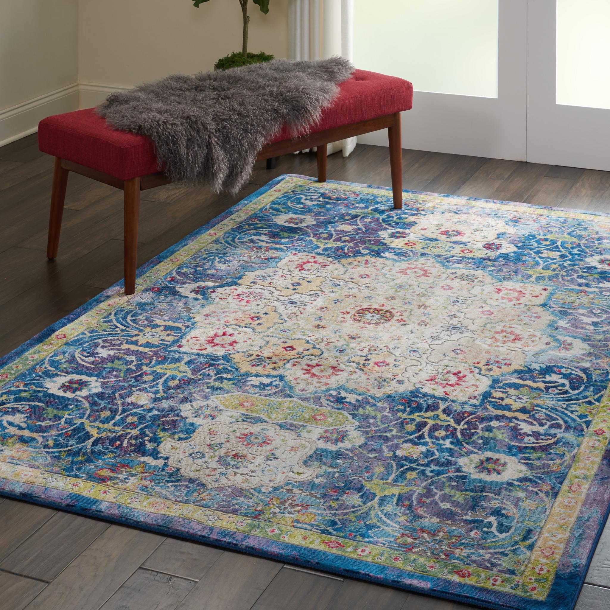 Nourison Ankara Vintage Antique Traditional ANR03 Rug in Blue 122x183 cm (4'x6')
