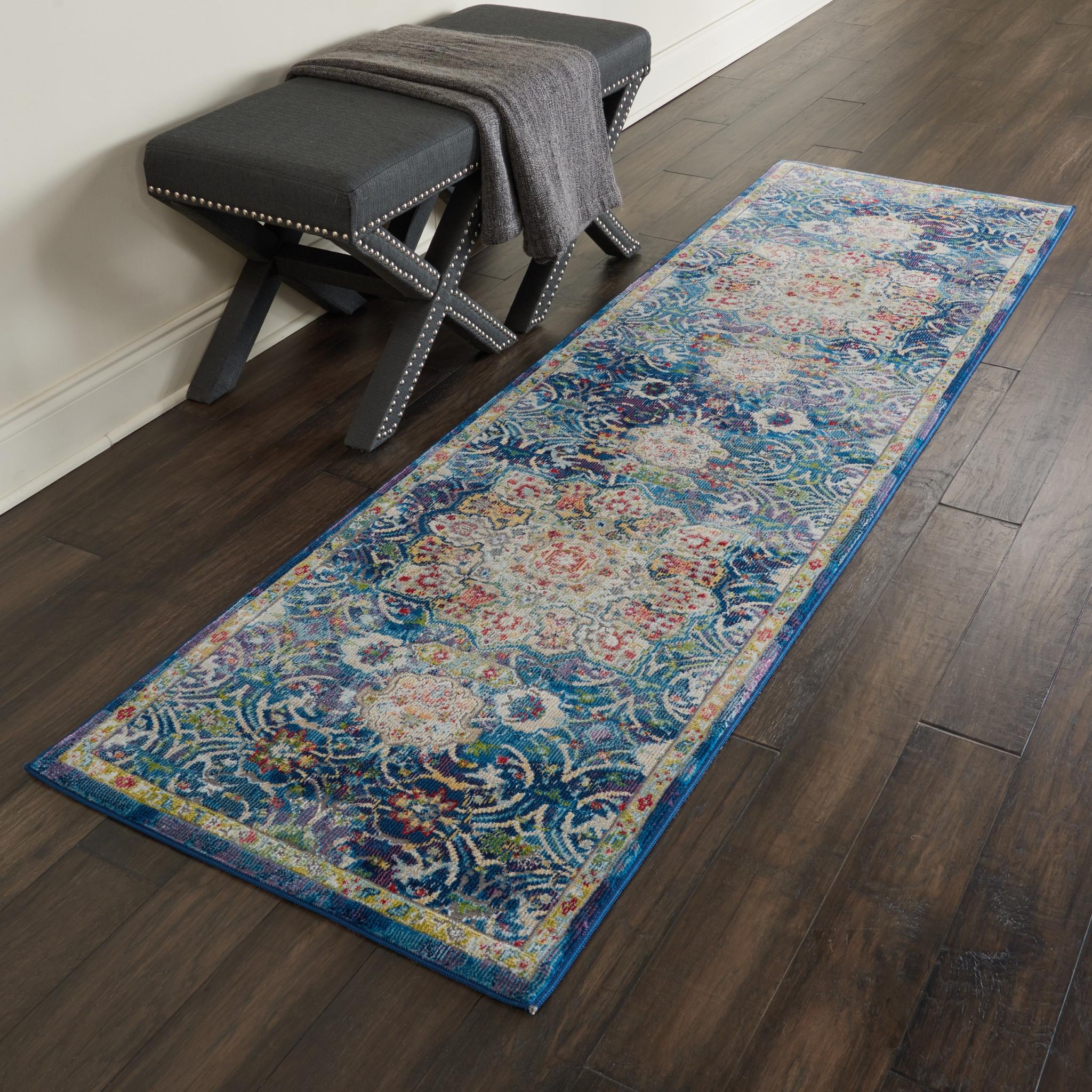 Nourison Ankara Vintage Antique Traditional ANR03 Rug in Blue 61x183 cm (2'6') Runner