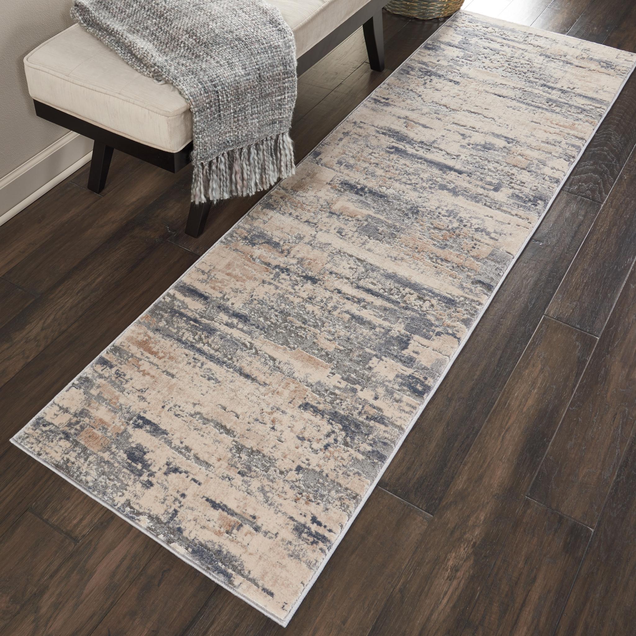 Rustic Textures RUS04 Modern Abstract Rug in Beige Grey Runner 66x236 cm (2'2''x7'6'')