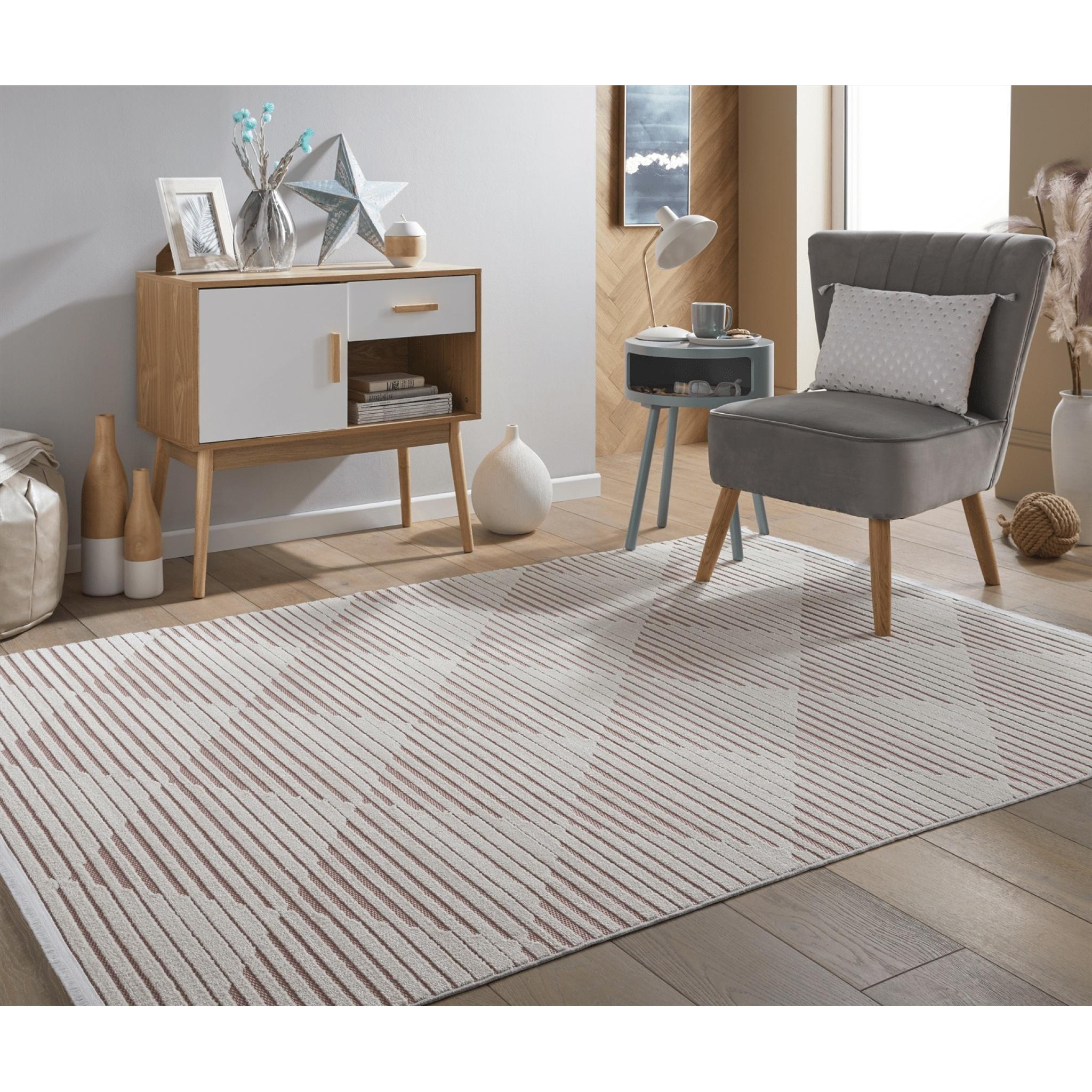 Jazz Indoor Outdoor Rug Garden Bedroom Living Room Patio Geometric Flatweave Rug by Concept Looms JAZ11 Rose Large 160x220 cm (5'3"x7'6")