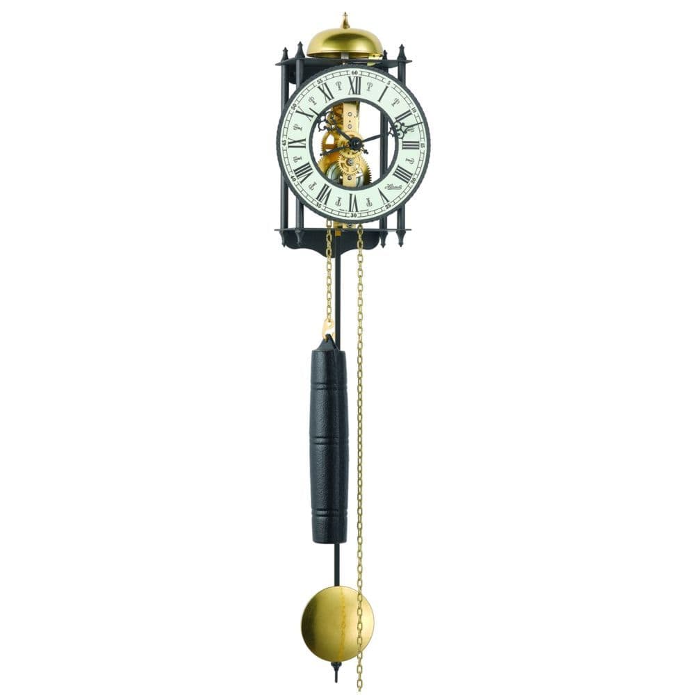 Hermle Boston Mechanical Pendulum Wall Clock - Wrought Iron - Strike on Hour
