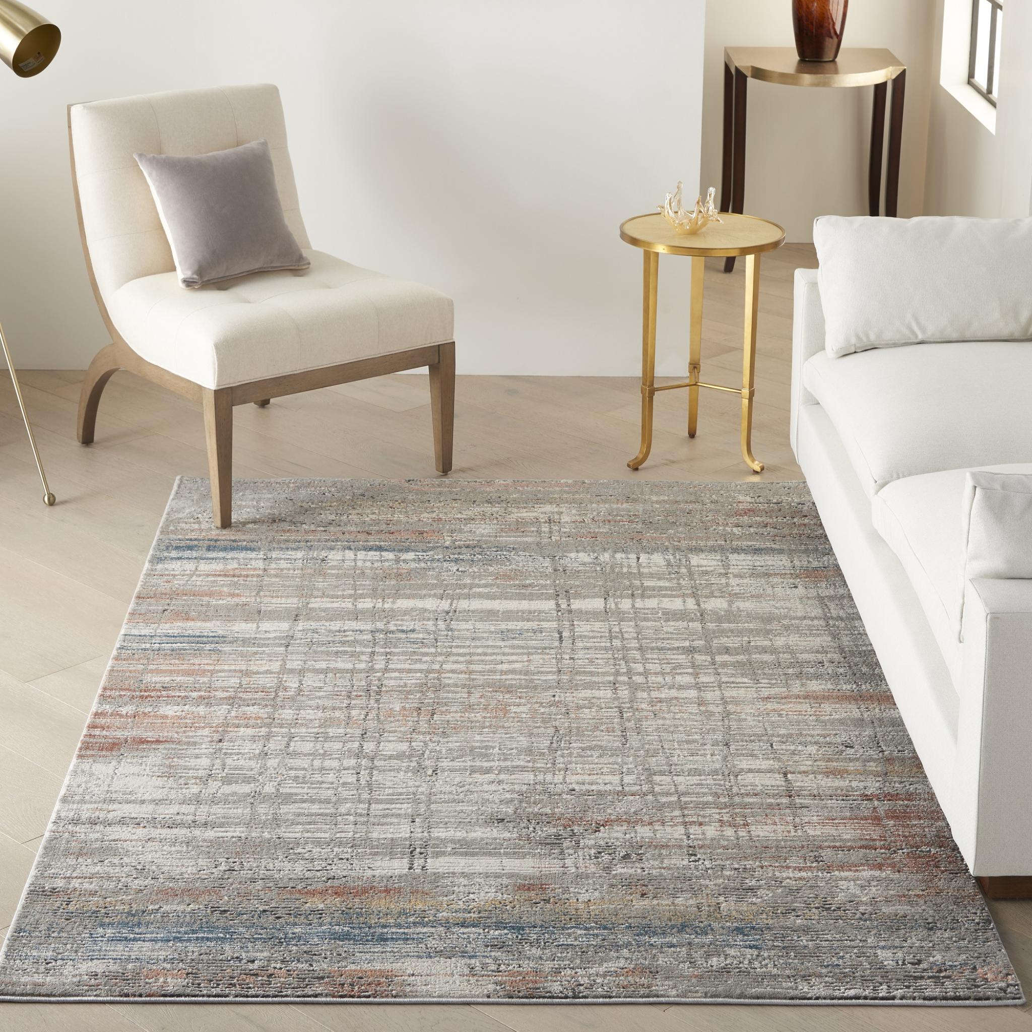 Rustic Textures RUS12 Modern Painterly Abstract Rug in Grey Multi Colours Medium 120x180 cm (4'x5'11'')