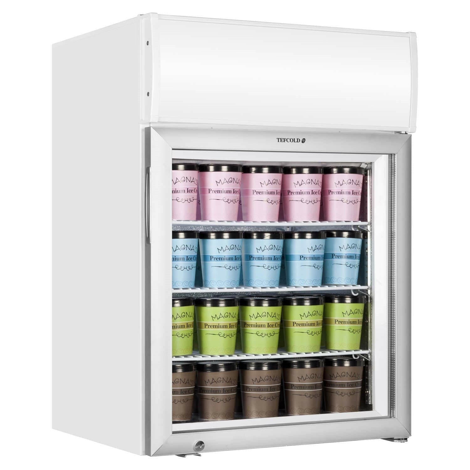 Tefcold UF100GCP White Glass Door Display Freezer 116 Litres