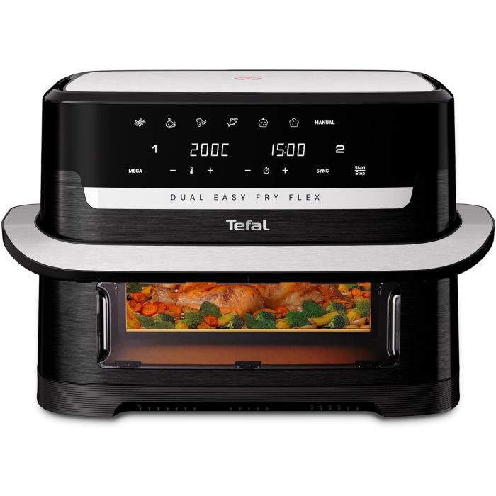 Tefal EY9228G1 Dual Air Fryer 9L Easy Fry Flex Removable Divider 6 Programs