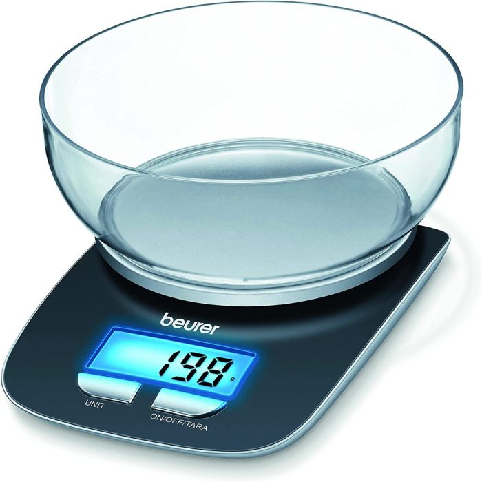 Beurer KS25 Digital Kitchen Scale 1.2L Weighing Bowl 3 Kg Weight Capacity Black