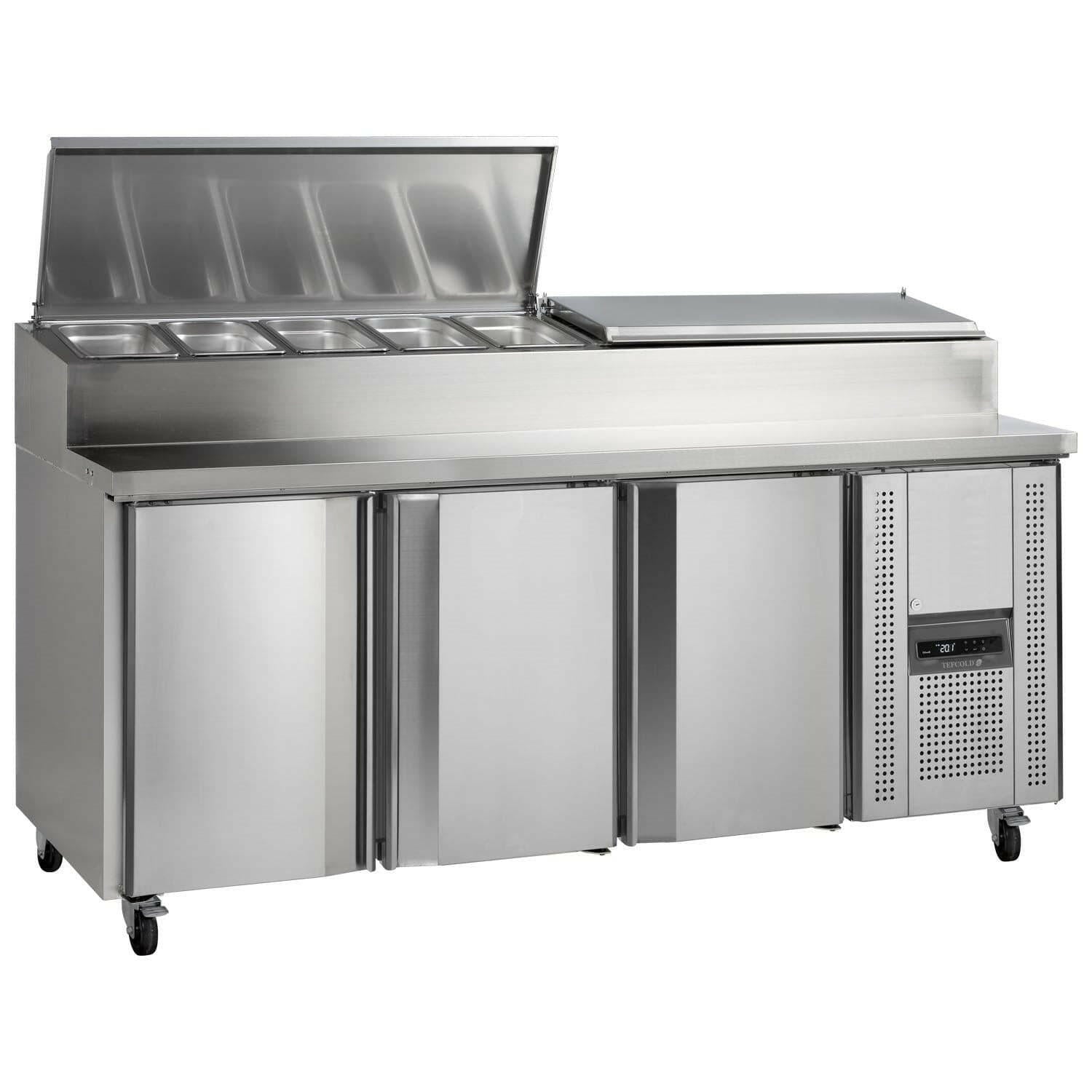 Tefcold SS7300 SS Three Door Saladette Preparation Counter Fridge 429 Litres