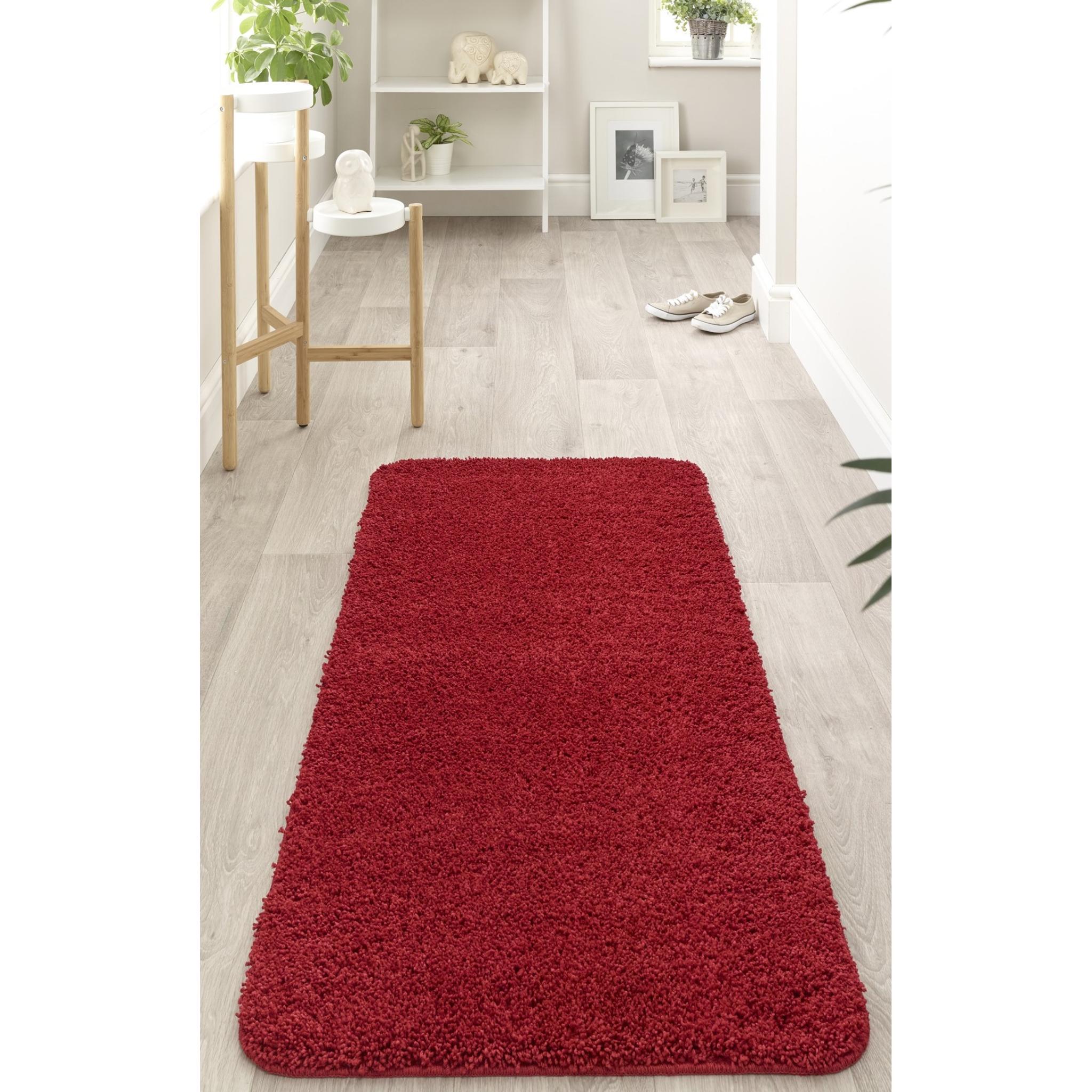 My Washable Shaggy Non-Slip Rug in Red Runner 67x200 cm (2'2"x6'7")