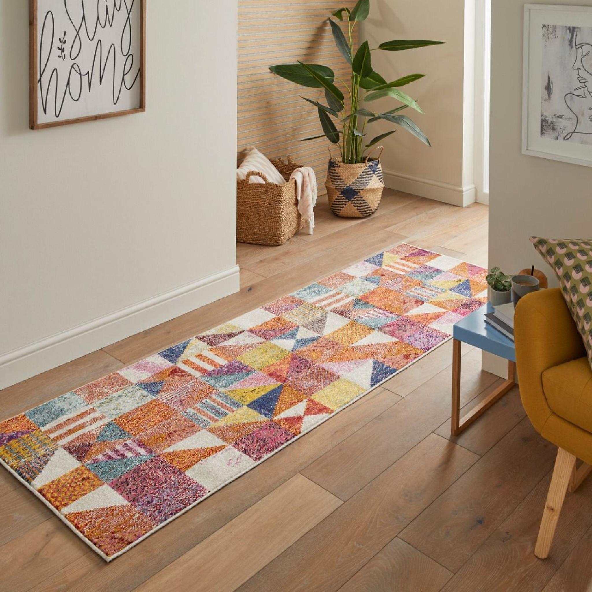 Carnaval CAR102 Vibrant Multi Colours Modern Geometric Rug by Concept Looms Runner 80x240 cm (2'7"x7'11")