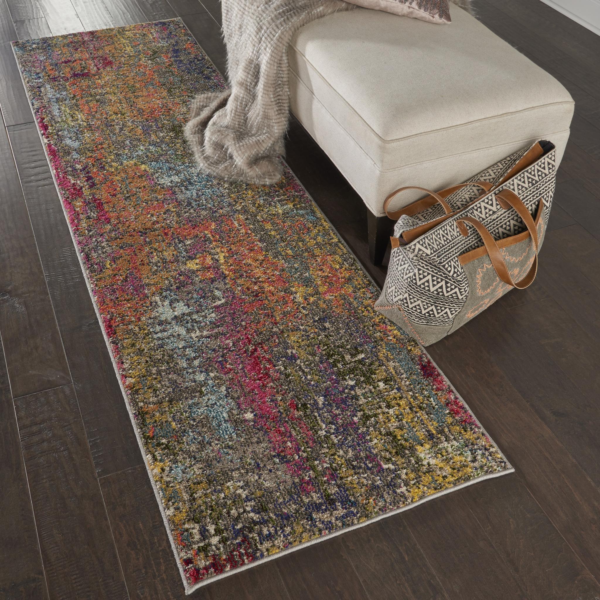 Celestial CES14 Sunset Modern Abstract Multicolour Rug by Nourison Runner 61x180 cm (2'x6')