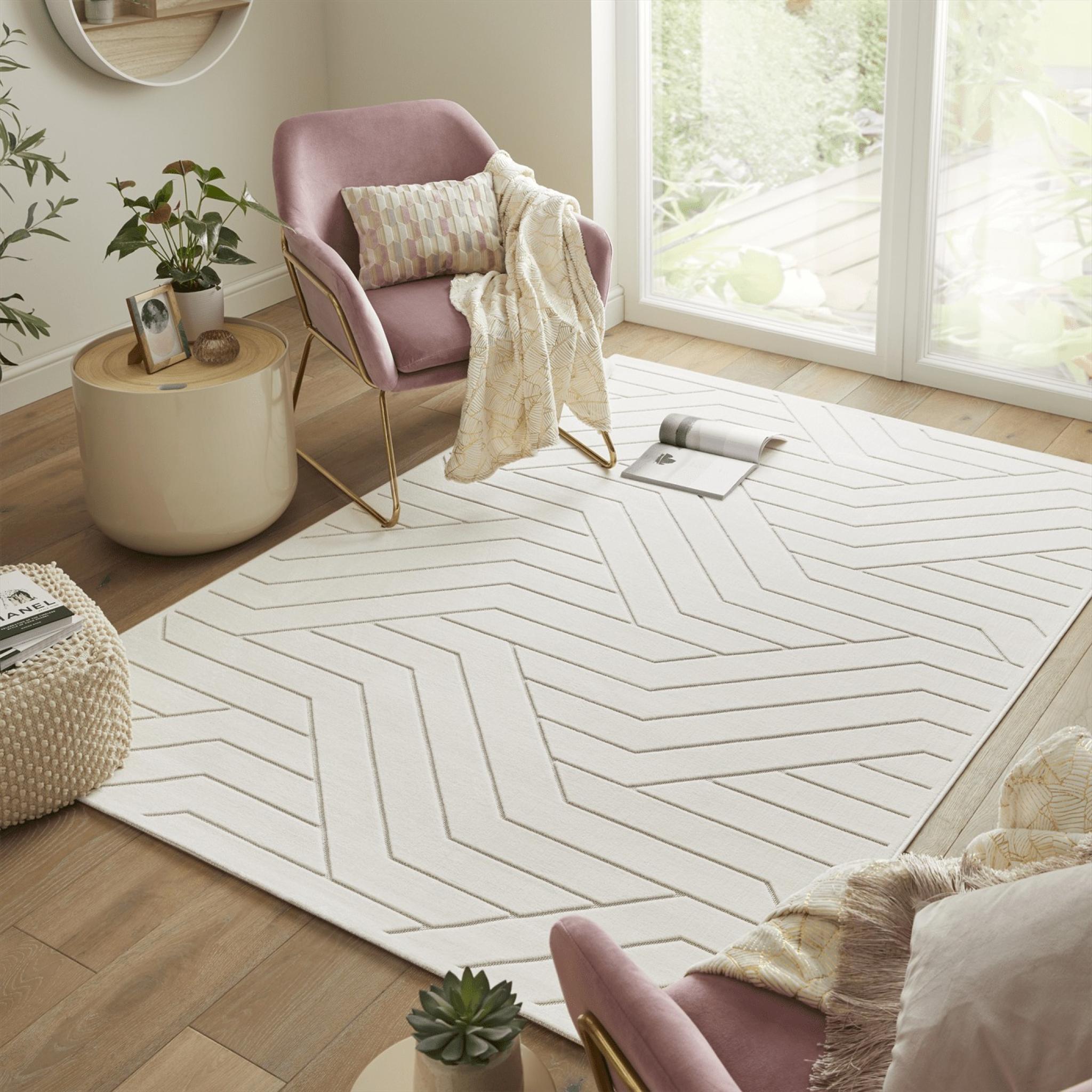Maze MAZ101 Ivory Geometric Rug by Concept Looms Small 80x150 cm (2'6"x5')
