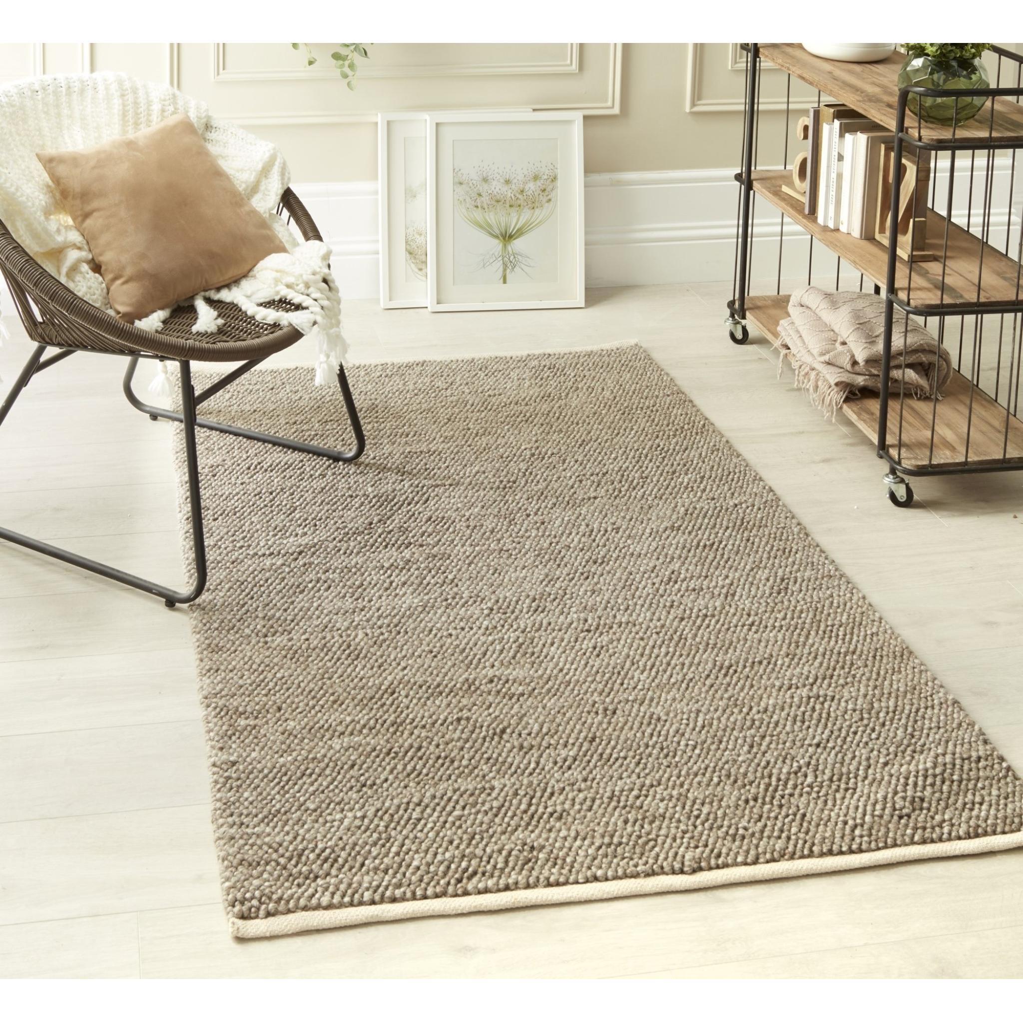 La Playa Hand Woven Pebble Wool Rug in Rustic Beige Medium 120x170 cm (4'x5'6")