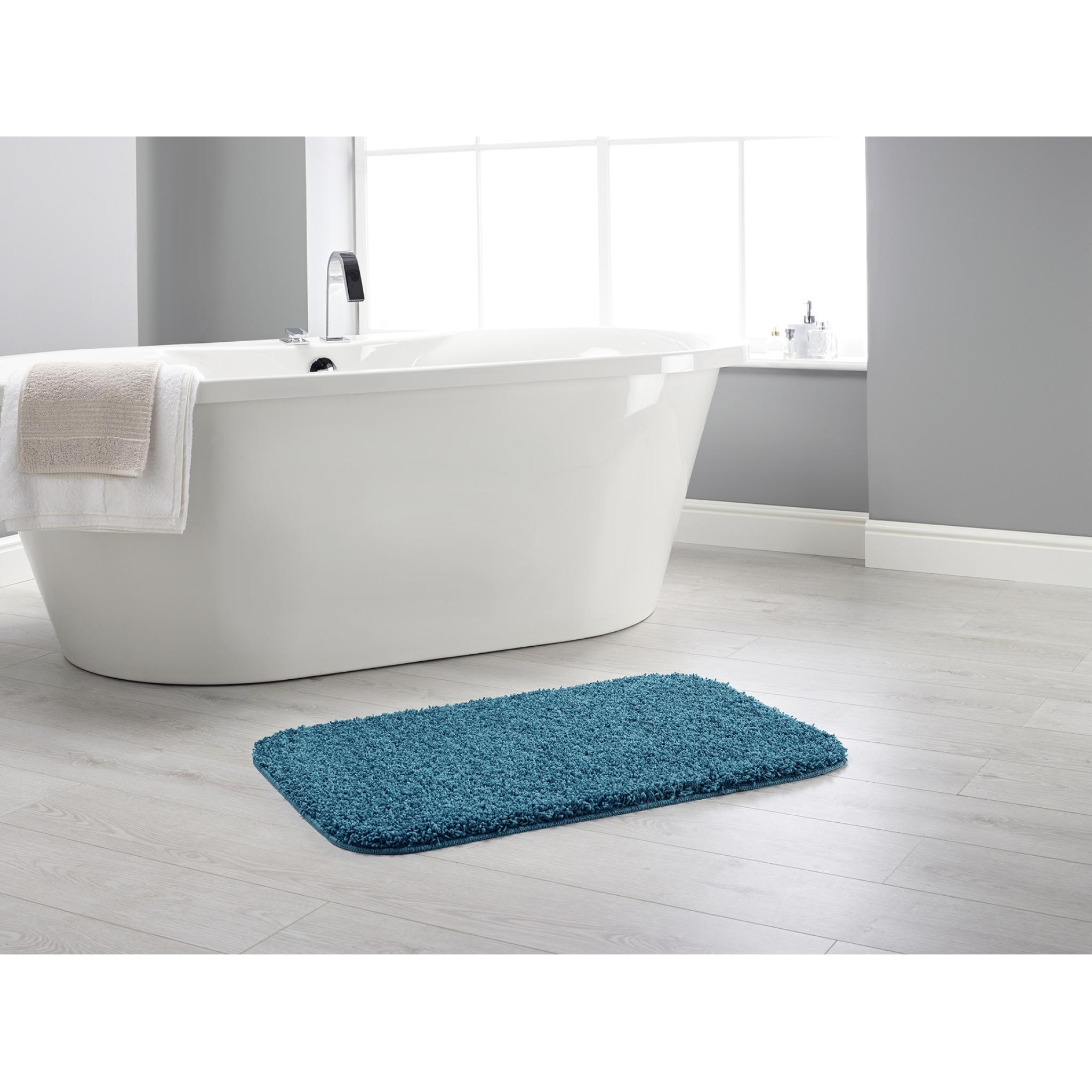 Buddy Bath Washable Shaggy Mats Non-Slip Rug in Teal Blue Rectangle 50x80 cm