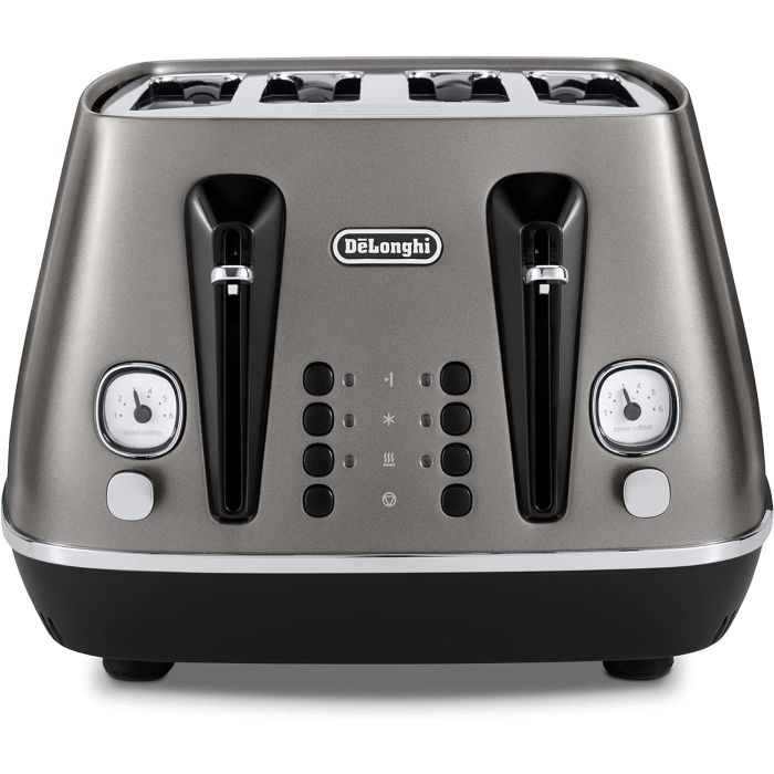 De'Longhi CTIN4003.TB Distinta Titanium 4 Slice Toaster Defrost Function 1800W