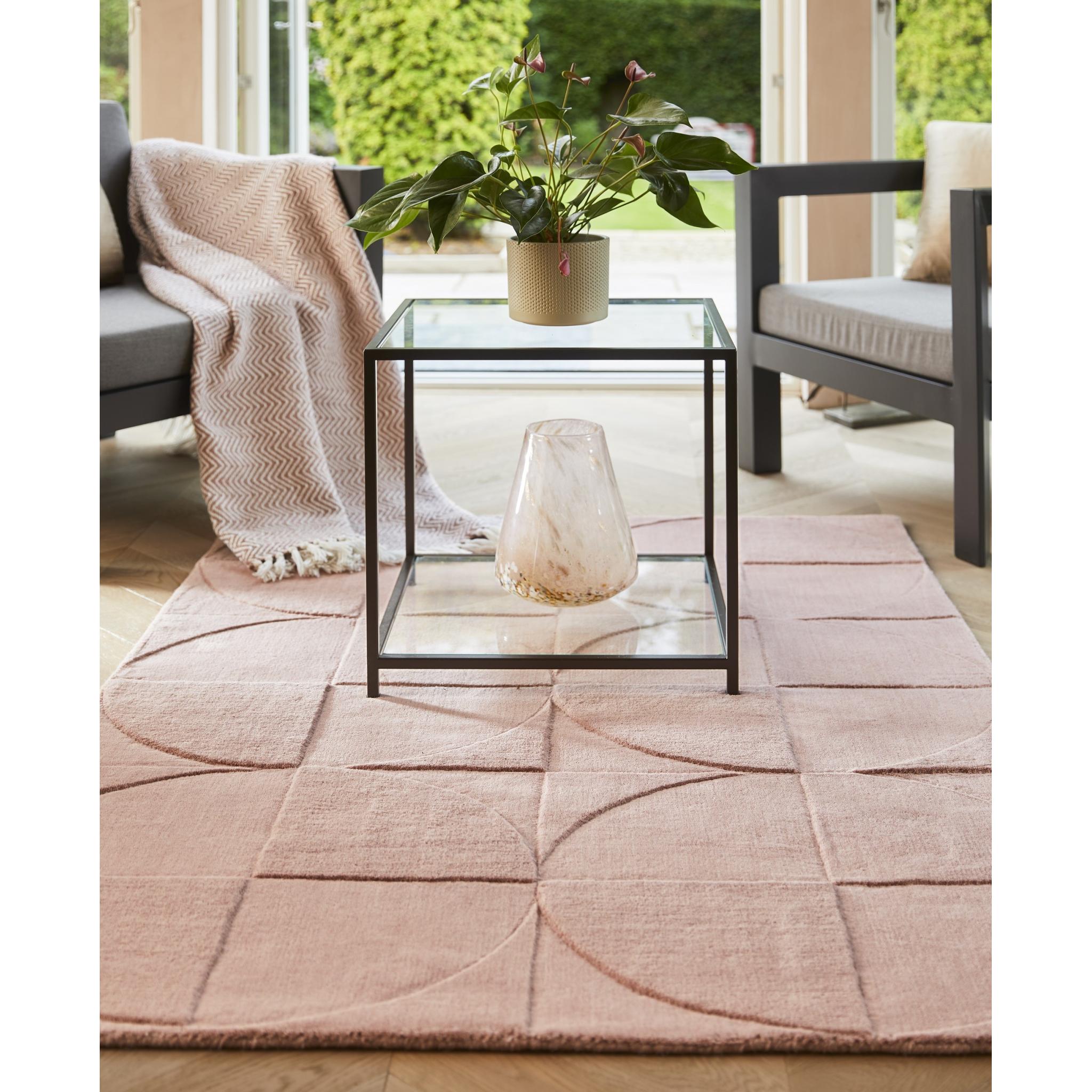 Origins Penny 3D Hand Carved Geometric Wool Rug in Blush Pink Large 160x230 cm (5'3"x7'7")