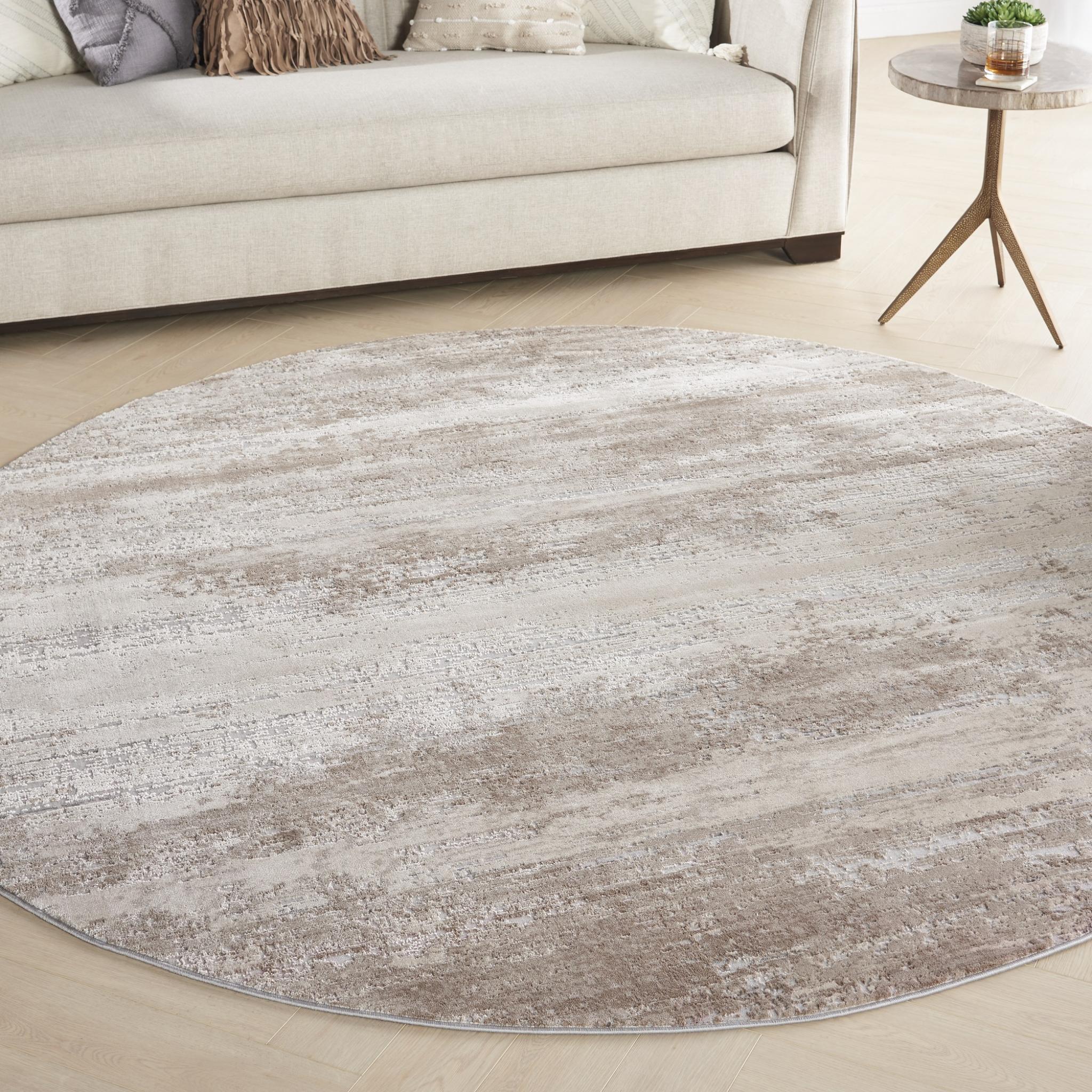 Rustic Textures RUS03 Modern Abstract Round Circle Rug in Beige Round X-Large 239x239 cm (7'10''x7'10'')