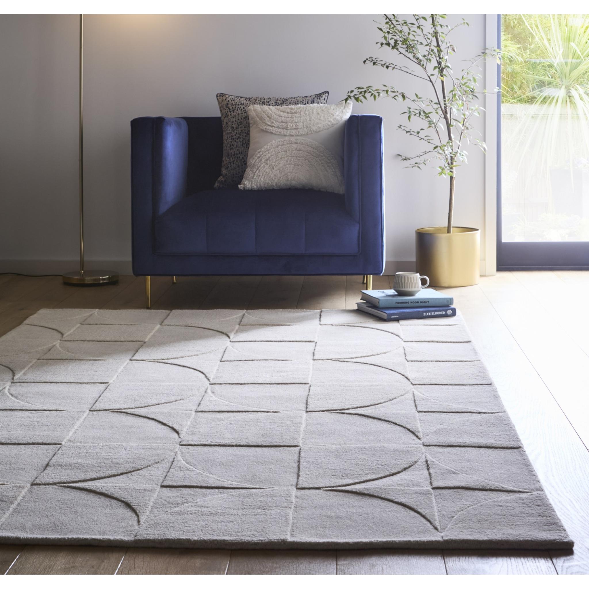 Origins Penny 3D Hand Carved Geometric Wool Rug in Cream Medium 120x170 cm (4'x5'6")