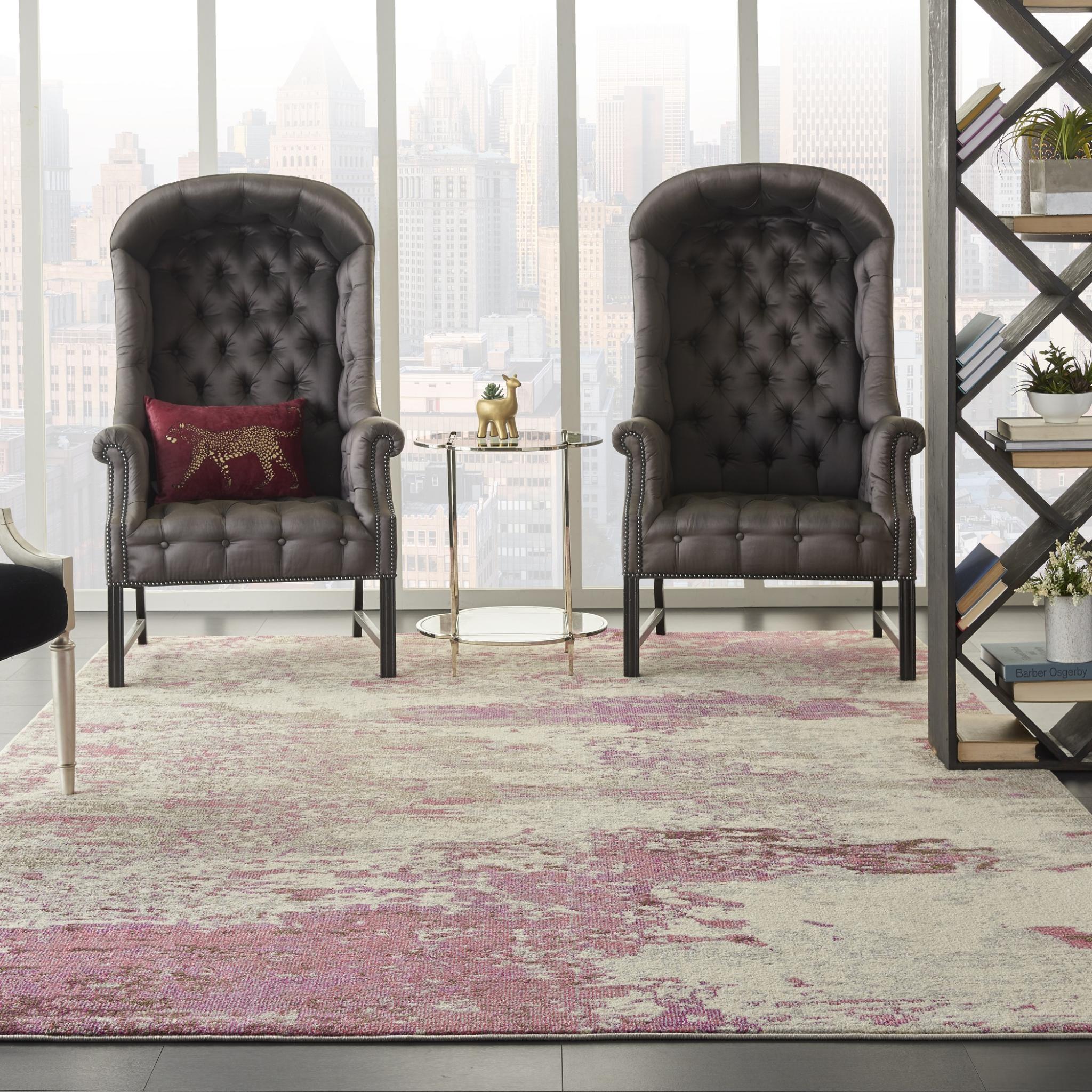 Celestial CES02 Modern Abstract Ivory Pink Rug by Nourison XXX-Large 274x366 cm (9'x12')