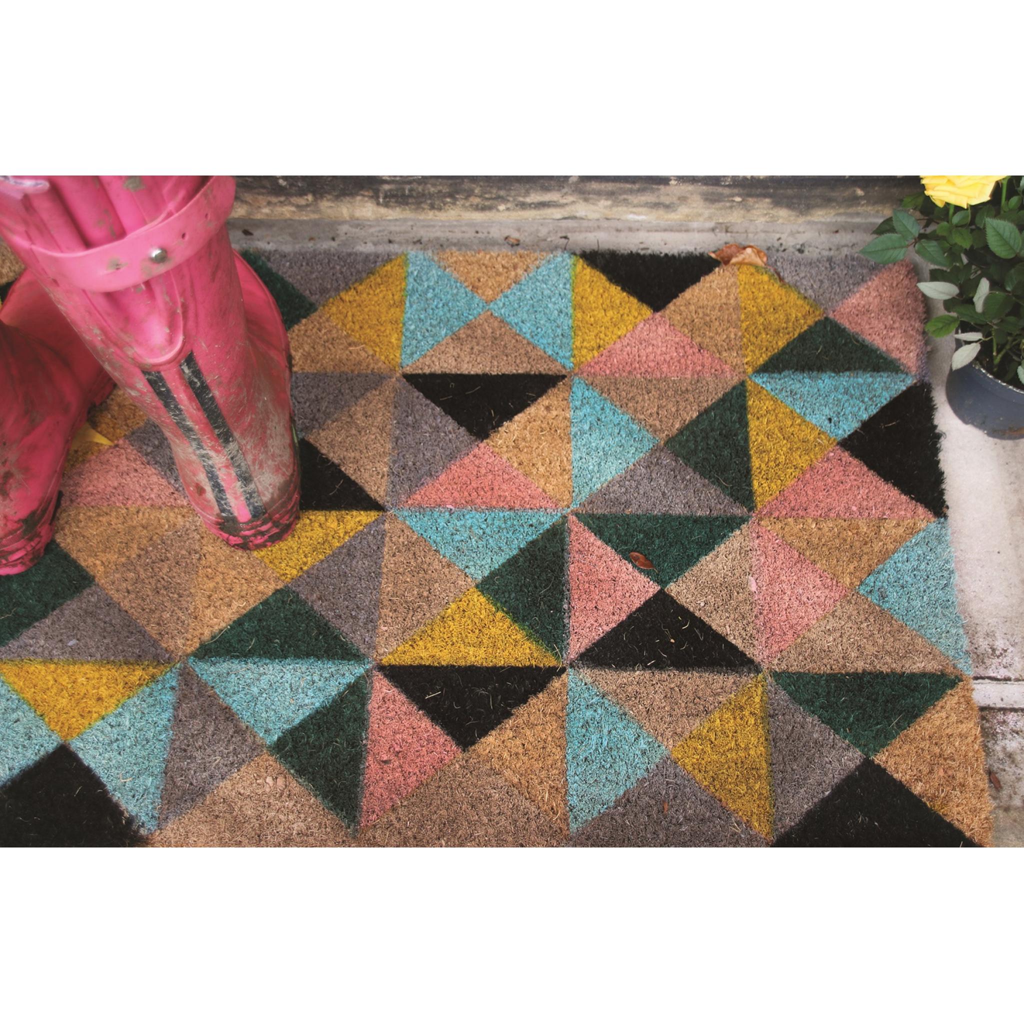 My Mat Printed Coir Geo 1 Triangle Multi Coloured Doormat in 45x75 cm
