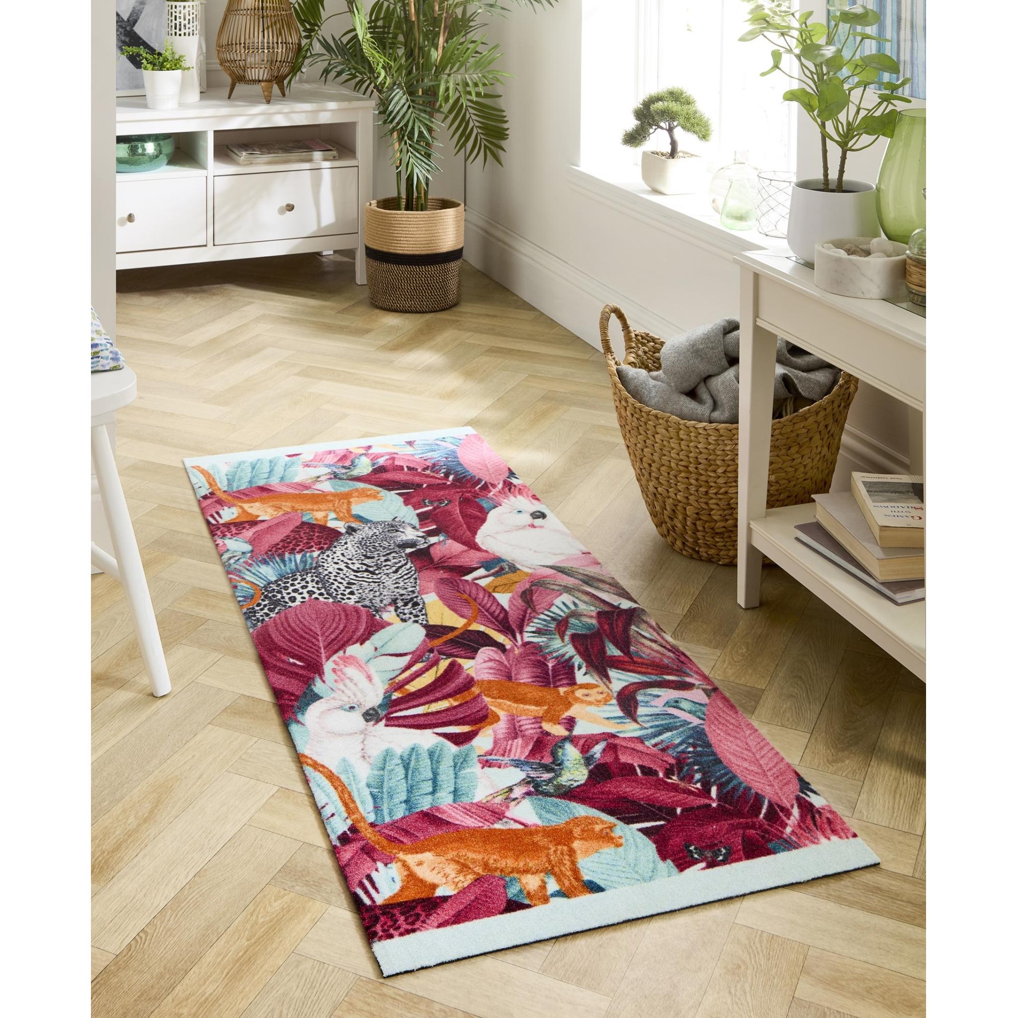 My Studio Exotic Palms Non-Slip Kitchen Home Entrance Runner Hall Rug in Multi Colours 65x150 cm