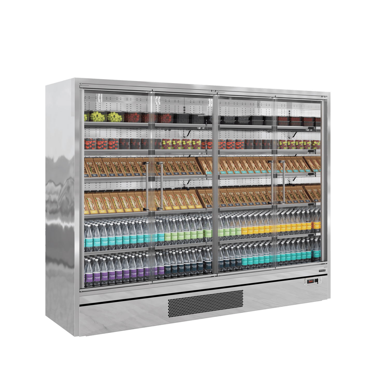 Tefcold Galaxy+ GP26FGD SS Stainless Steel Door Front 5 Tier Chilled Multideck 2580mm