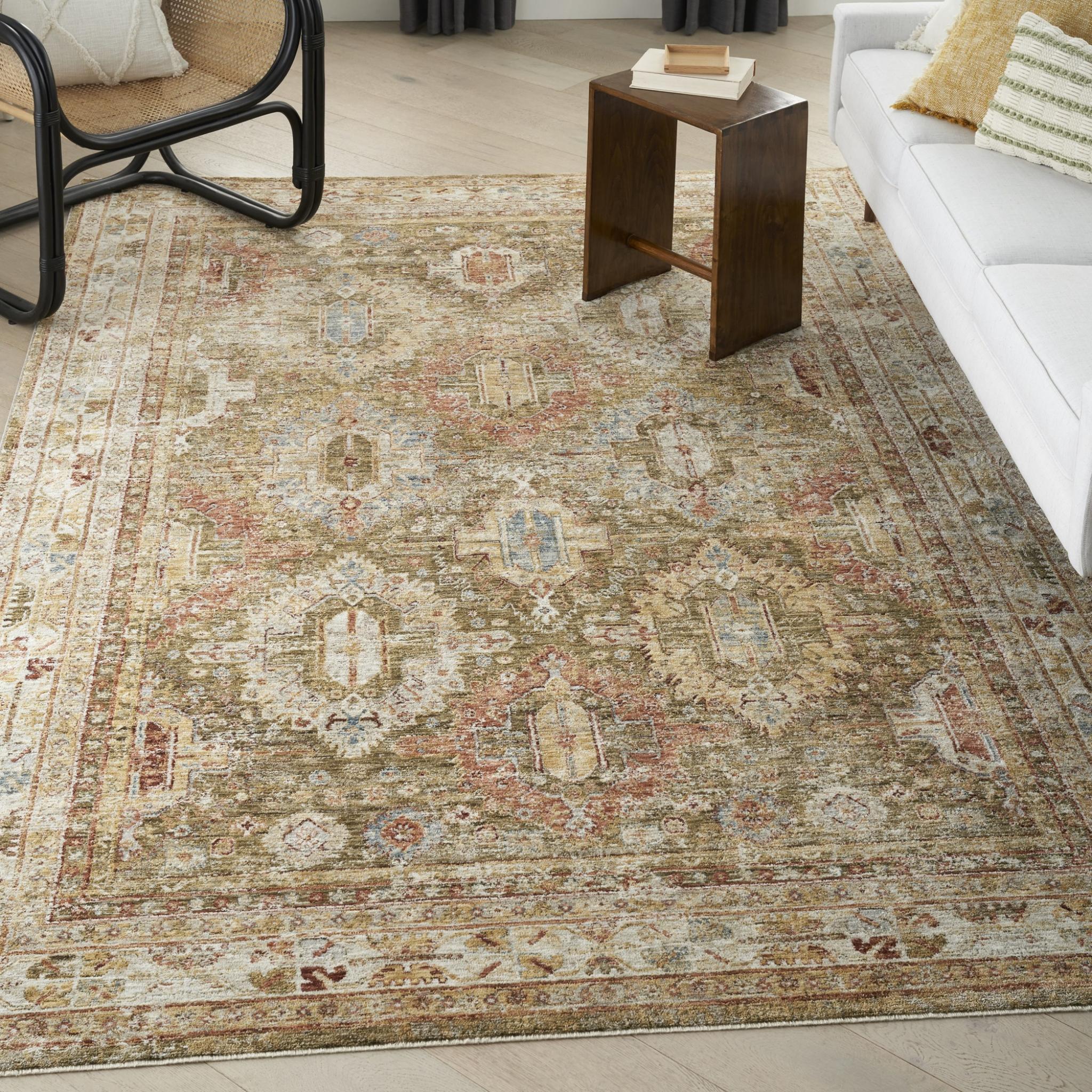 Sahar Traditional Elegance Persian Vintage Floral SHR01 Green Rug Medium 119x180 cm (3'11"x5'11")