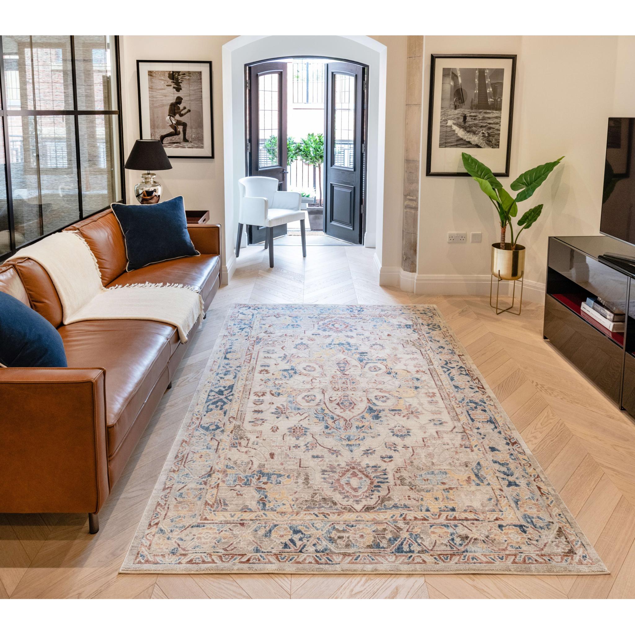 Heritage HRTG101 Traditional Medallion Rug in Ivory Multi Medium 120x170 cm (3'11"x5'7")