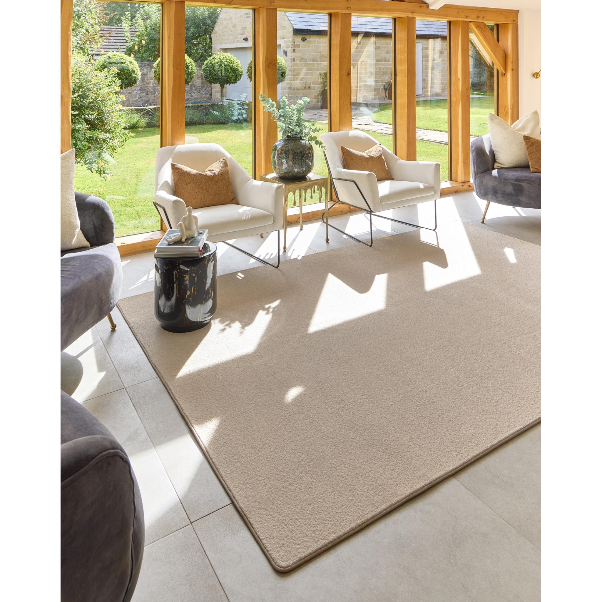 Washable Hug Rug Sense Rugs Non Slip Plain Rug in Beige Large 140x200 cm (4'8"x6'7")
