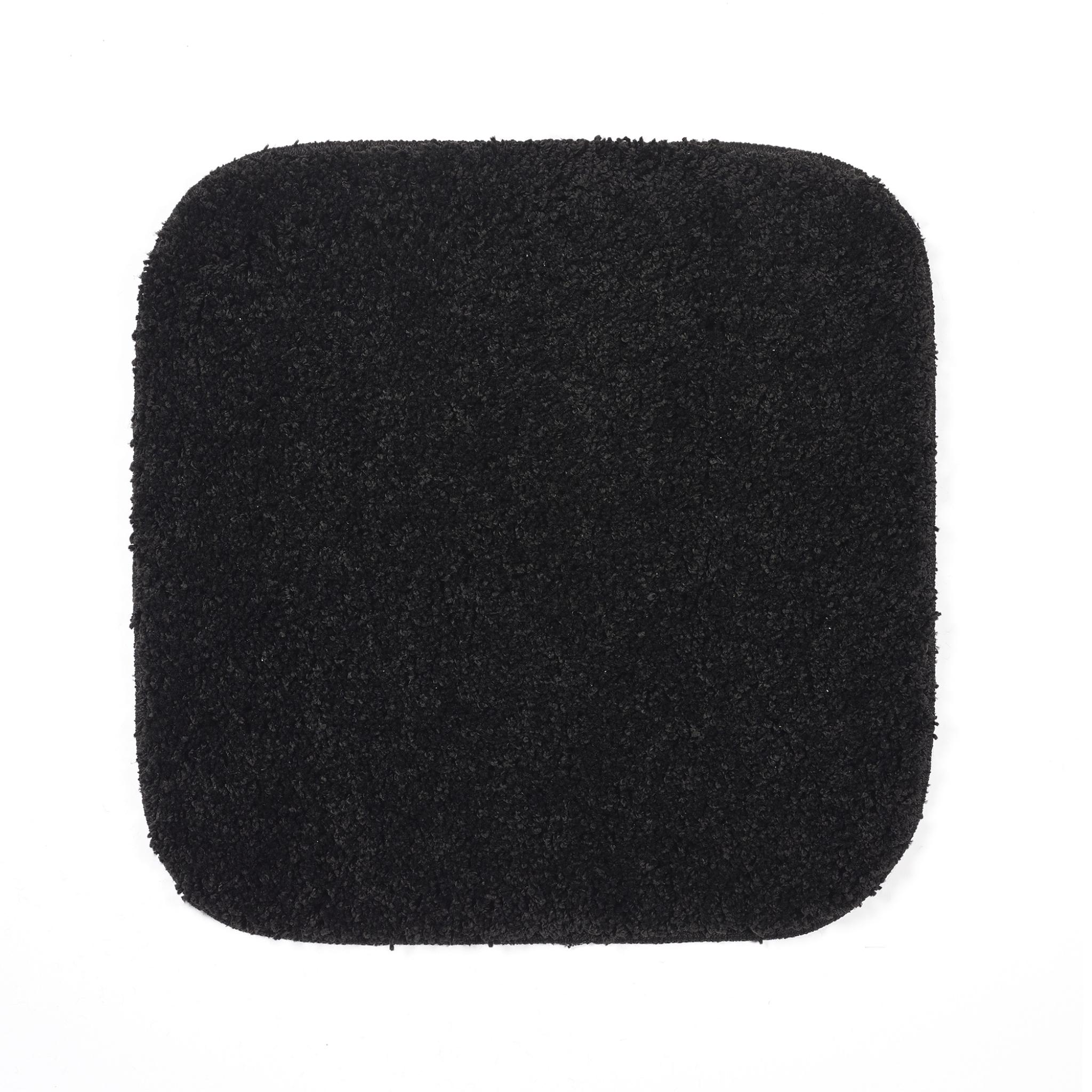 Buddy Bath Washable Shaggy Bathroom Toilet Mats Non-Slip Rug in Black Square 50x50 cm