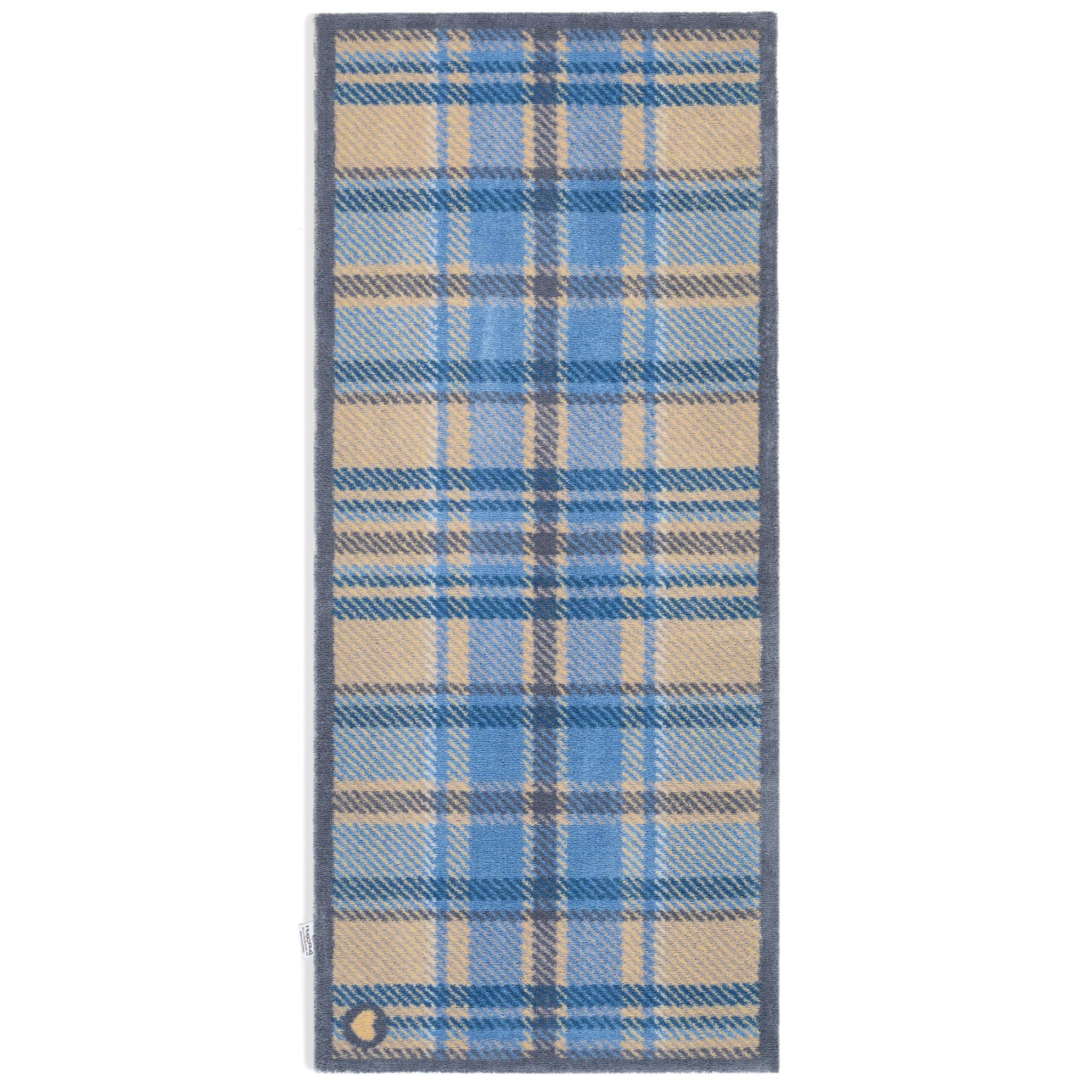 Classic Style Tartan Door Mat Home Entrance Doorway Washable Hall Runner Rug in Blue Runner 65x150 cm (2'1"x4'11")