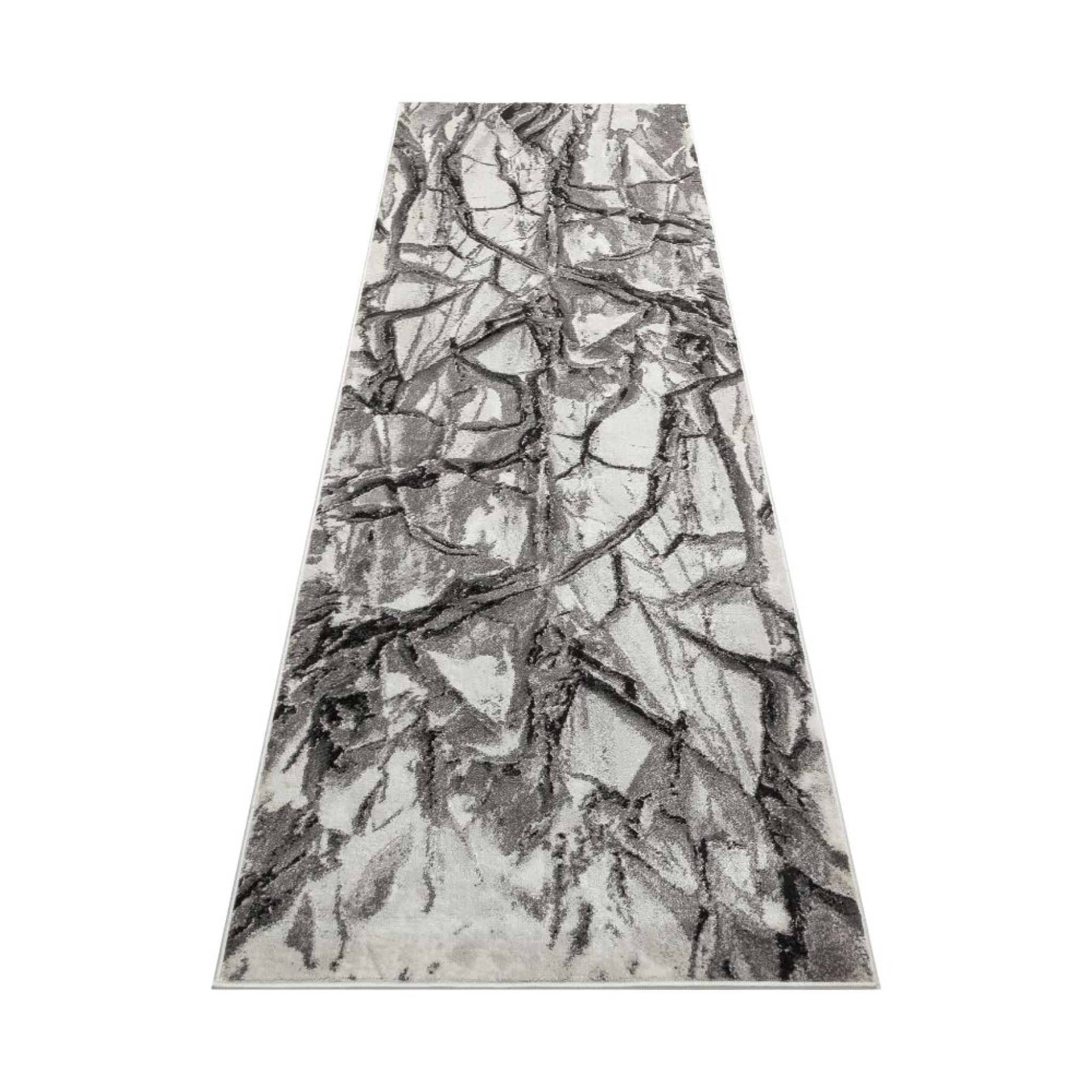 Blaze BLZ07 Silver Grey Rug Modern Bedroom Living Room Abstract Marble Design Rug Runner 80x240 cm (2'7"x7'11")