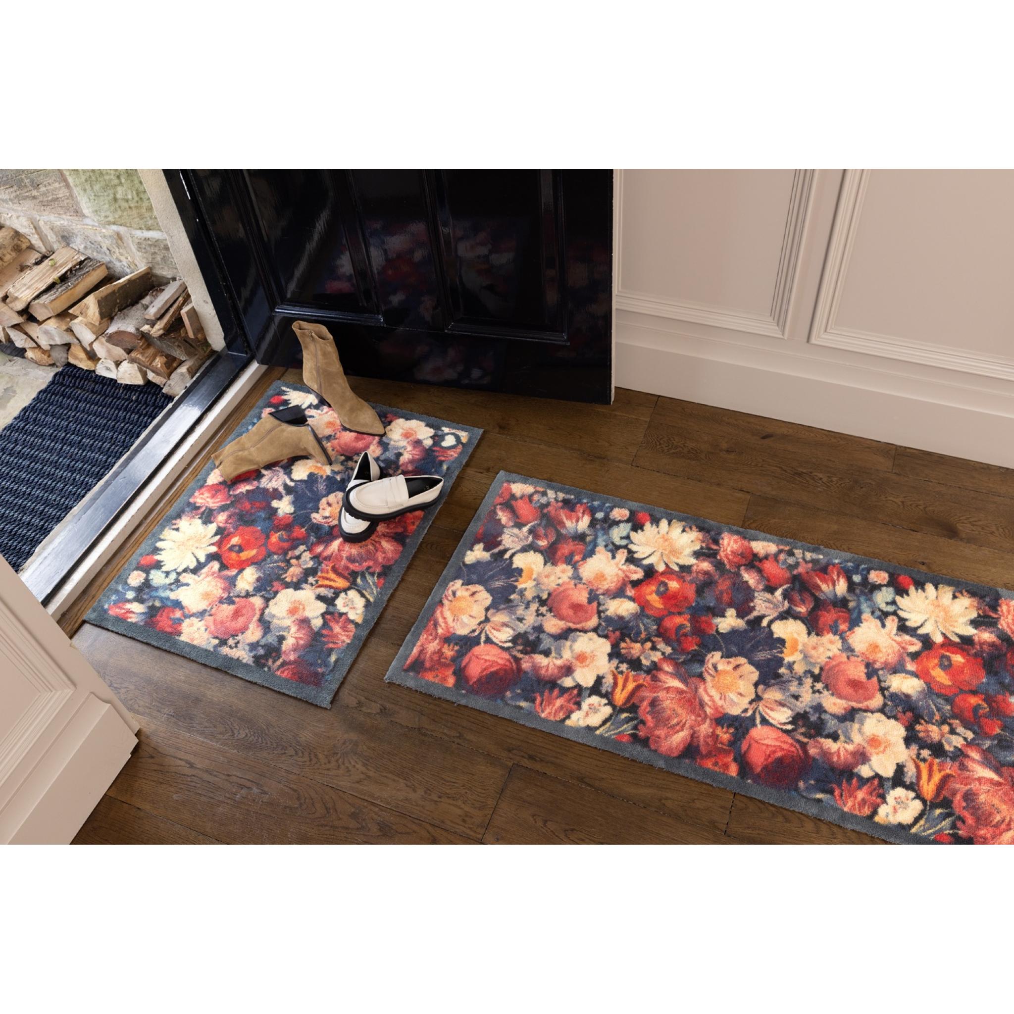 Hug Rug Dark Florals Soft Navy Home Entryway Doormat Rug 65x85 cm (2'1"x2'9")
