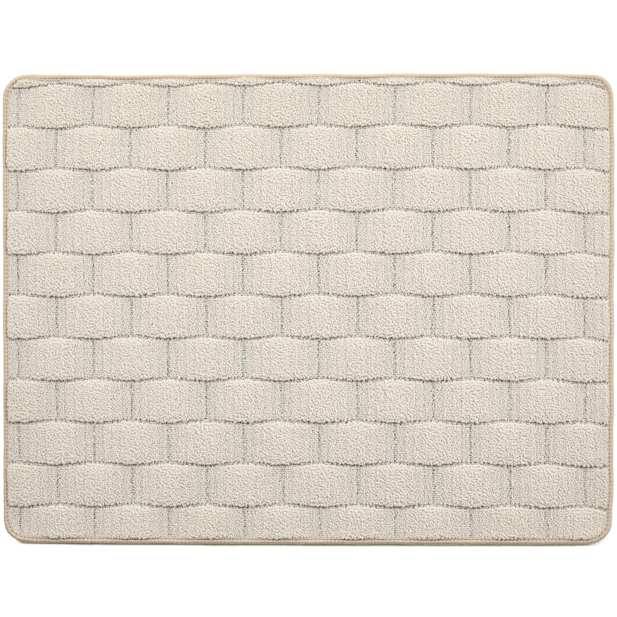 Washable Basket Sculptred Rug for Door Entrance Basketweave Pattern Non-Slip Rug in Ivory White X-Small 65x85 cm (2'1"x2'9")