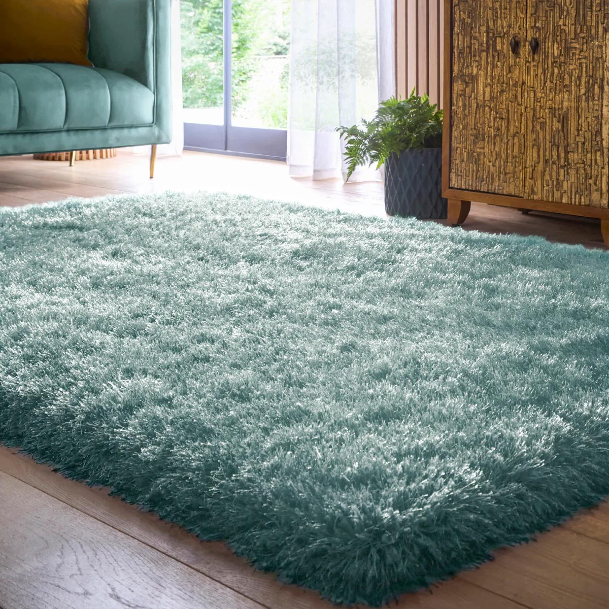 Origins Extravagance High Pile Fluffy Modern Shaggy Haze Blue Rug 60x120cm (2x4')