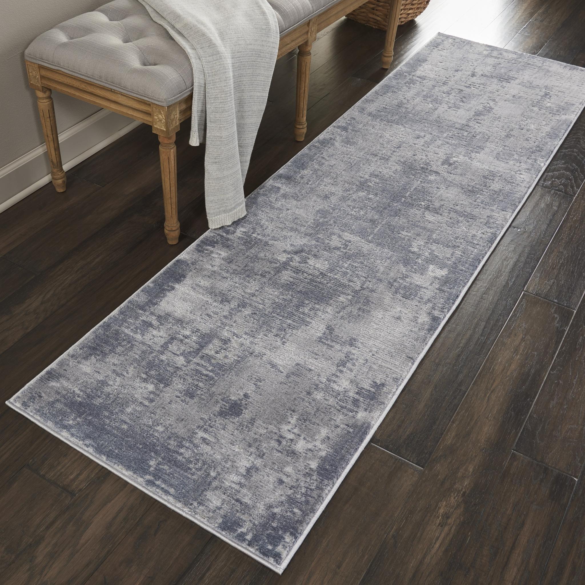 Rustic Textures RUS05 Modern Abstract Rug in Grey Runner 66x236 cm (2'2''x7'6'')