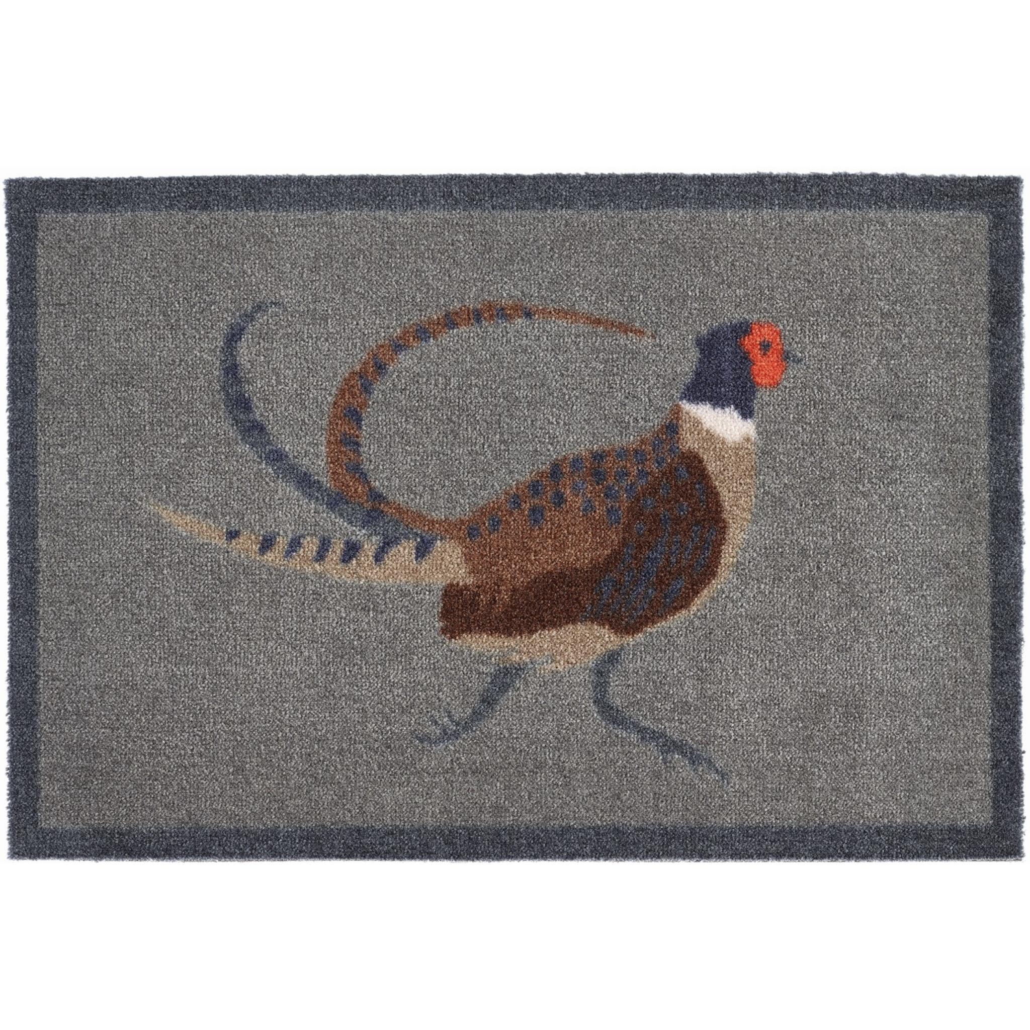 My Mat Nylon Indoor Pattern My Pheasant Blue Grey Washable Non-Slip Rug Small 50 x 75 cm (2'x2'5")