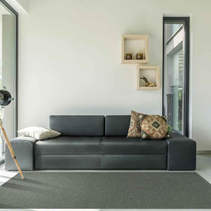 High Line Flatweave Modern Wool Rugs 99215 3004 in Dark Grey