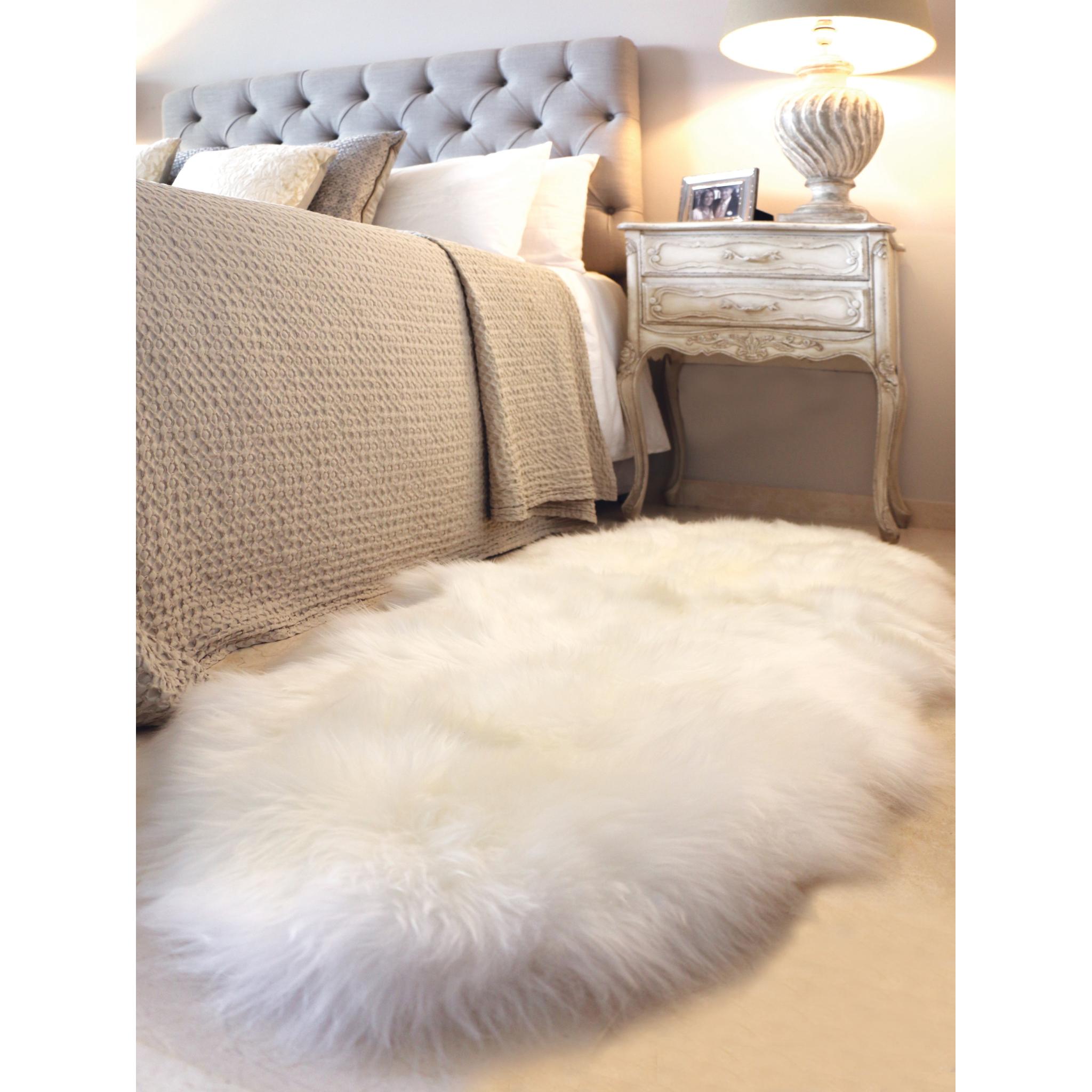 Genuine Sheepskin Animal Fur Soft Wool Shaggy Natural Cream Rug Double 70x175 cm (2'3"x5'8")