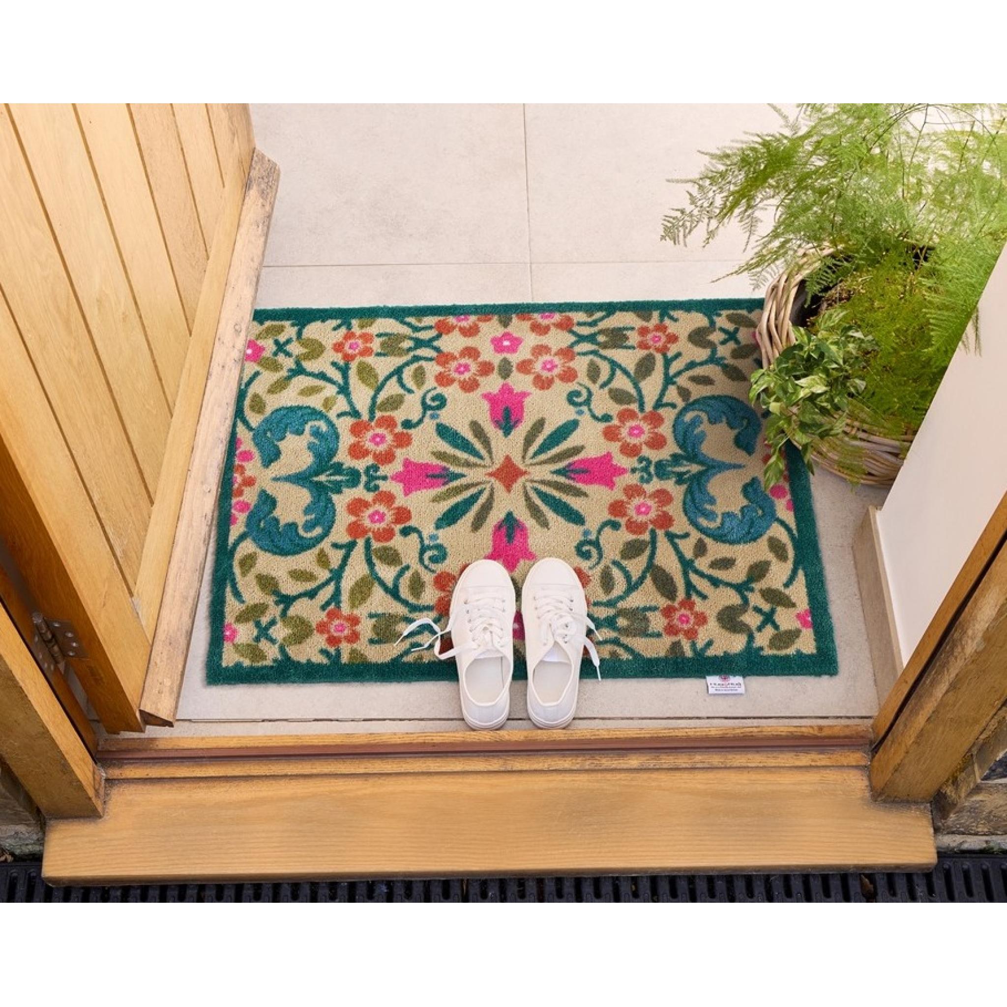 Folk Floral Washable Soft Non-Slip Doormat in 65x85 cm 65x85 cm (2'1"x2'9")