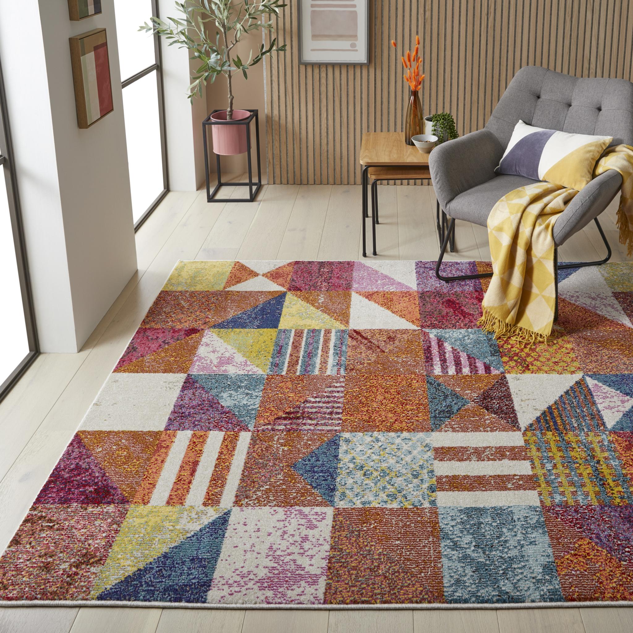 Carnaval CAR102 Vibrant Multi Colours Modern Geometric Rug by Concept Looms Large 160x220 cm (5'3"x7'6")