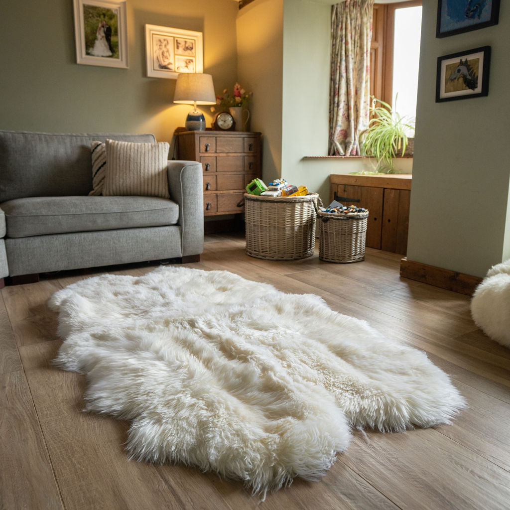 British Natural Sheepskin Rug with Natural Edges - Custom Made