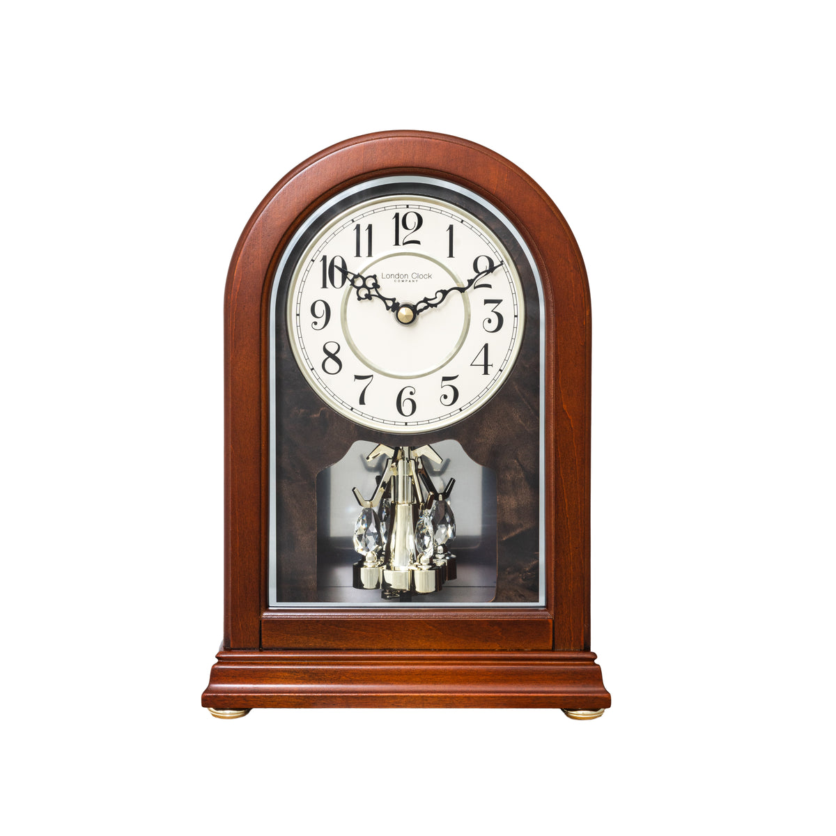 London Clock Company Wooden Mantle Clock with Rotating Pendulum