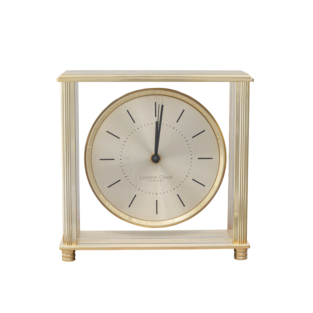 London Clock Company Gold Metal Square Mantle Clock