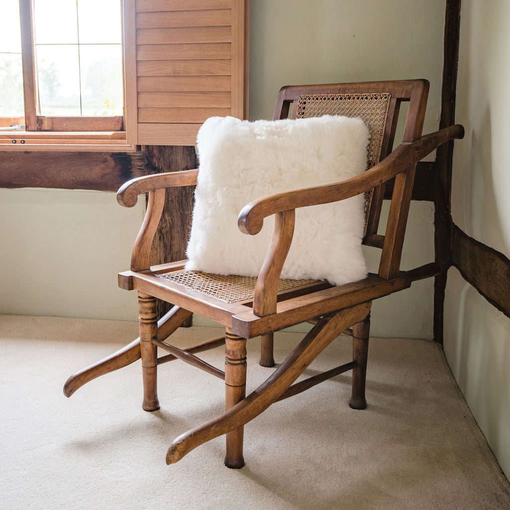 Luxury Icelandic Shorn Sheepskin Cushion with a Cotton Back in Natural (Off White)