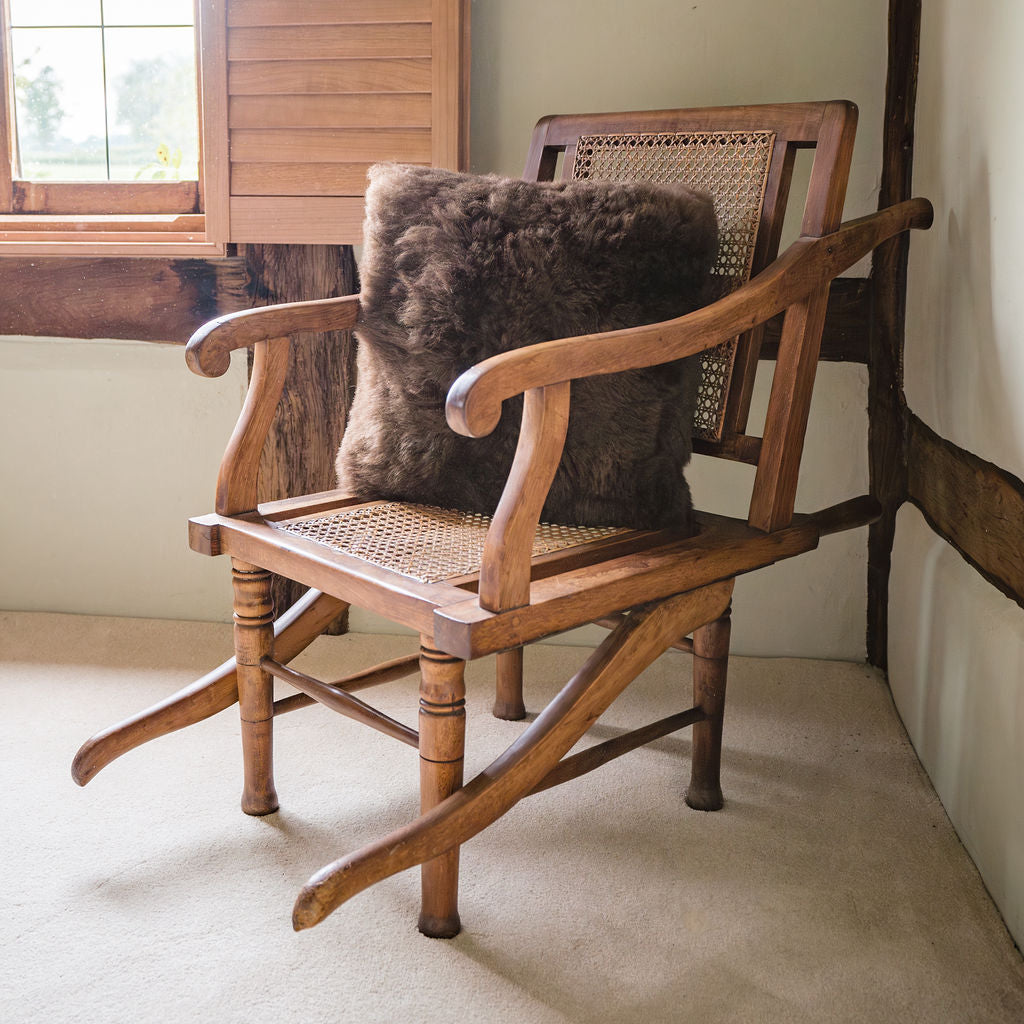Luxury Icelandic Double Sided Shorn Sheepskin Cushion in Rusty Brown
