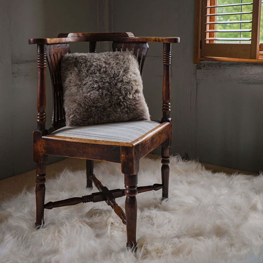 Luxury Icelandic Shorn Sheepskin Cushion with a Cotton Back in Taupe