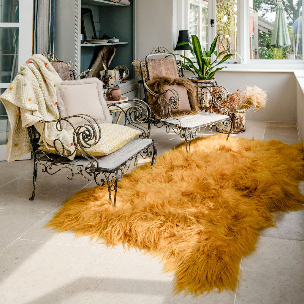 Icelandic Sheepskin Rug Mustard (Quad) XL