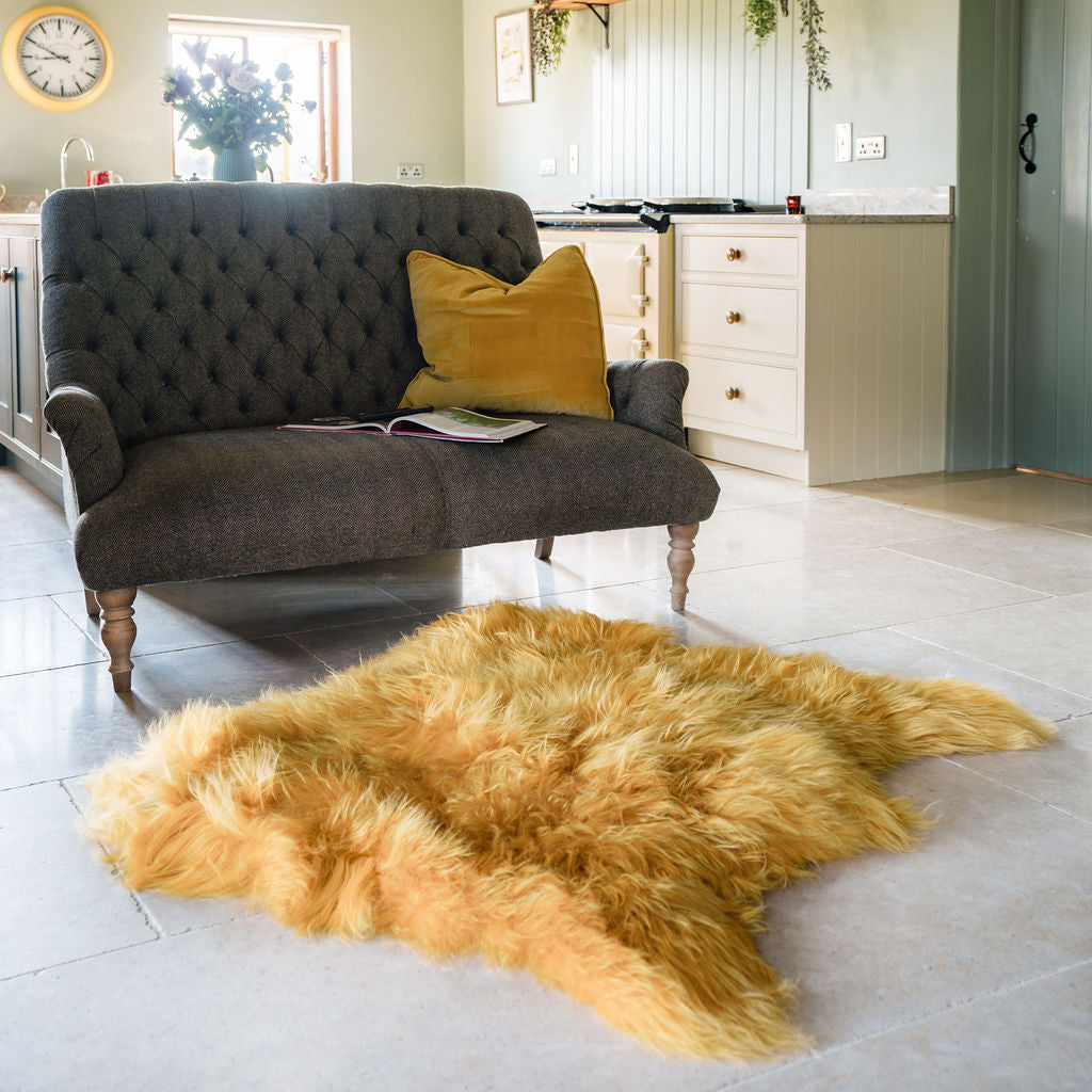 Icelandic Sheepskin Rug Mustard (Double) Extra Large